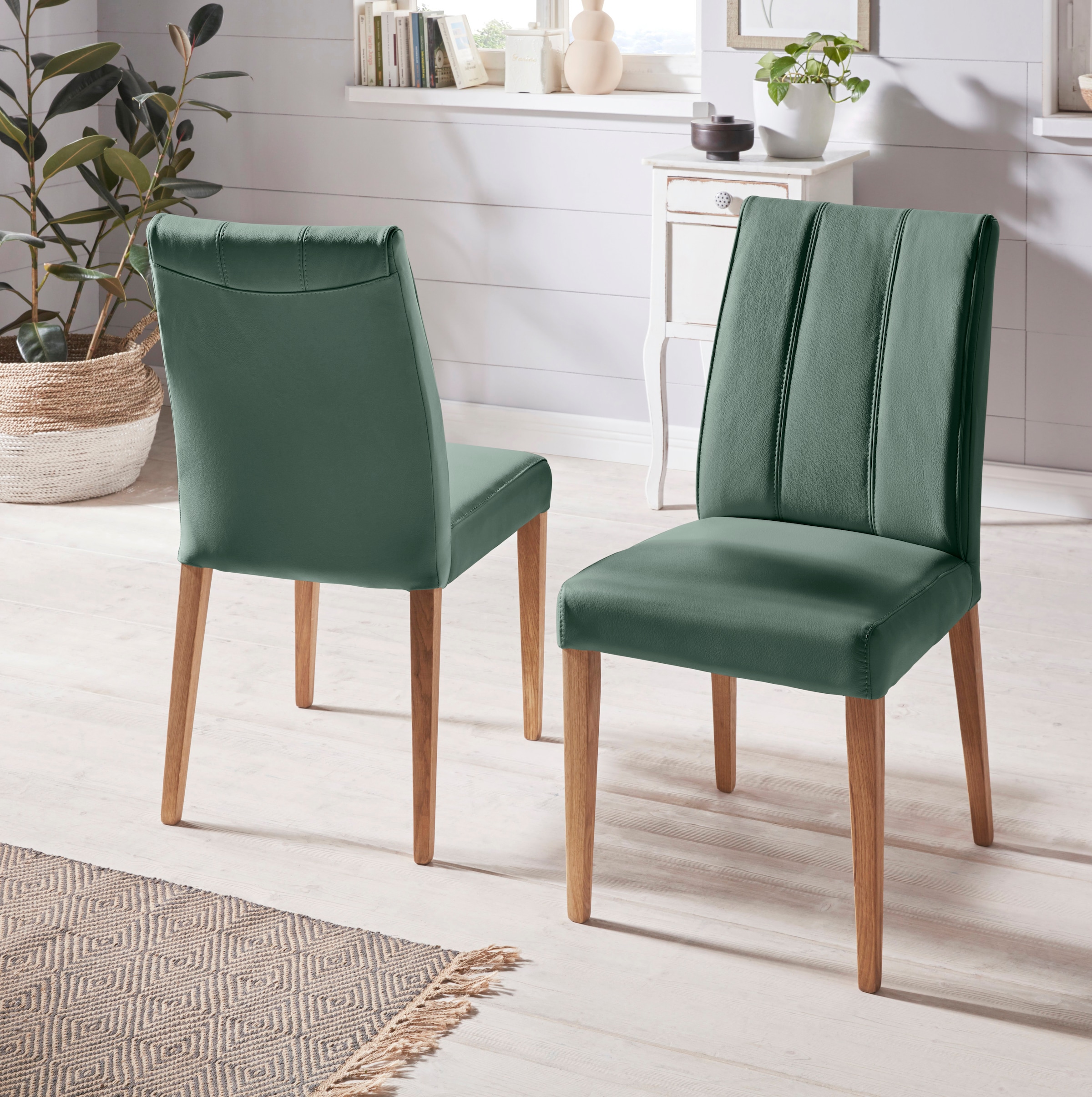 INOSIGN Esszimmerstuhl (Set) 2 Stk. Leder Rückenlehne mit Steppung günstig online kaufen
