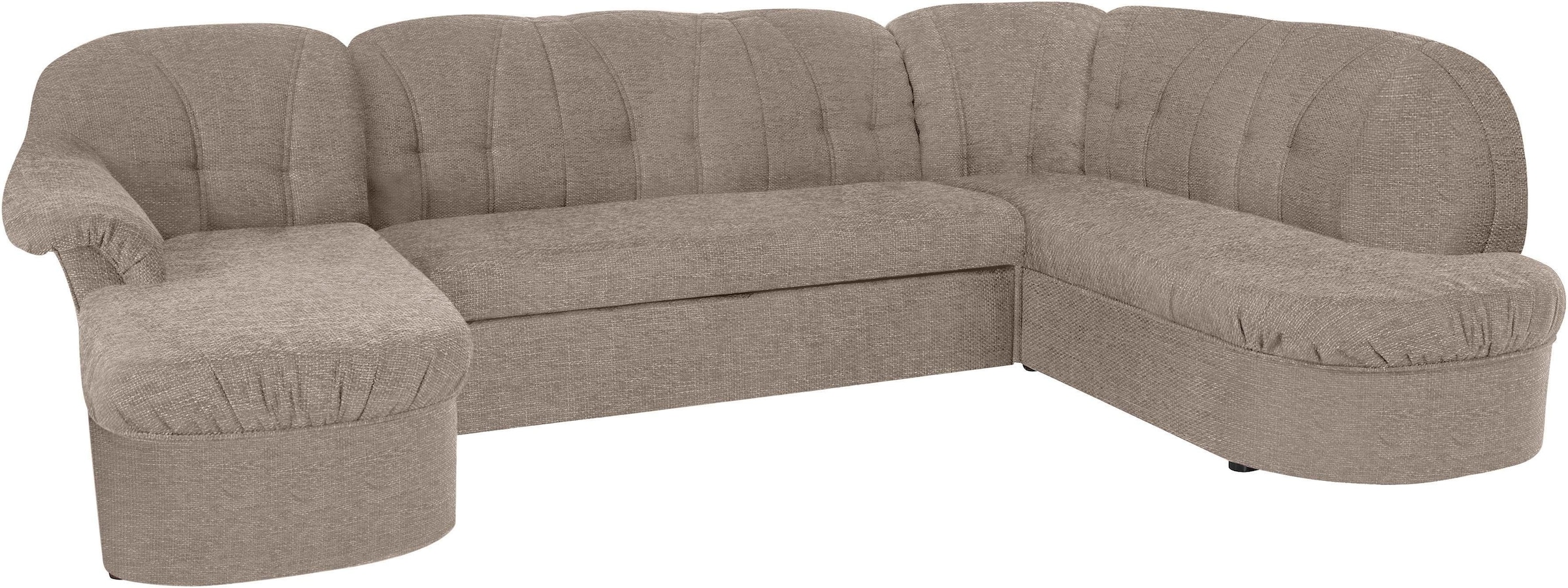 DOMO collection Wohnlandschaft "Pegnitz, zeitlos&modern, elegante Rückensteppung, Breite 292cm, U-Form" wahlweise mit Bettfunktion
