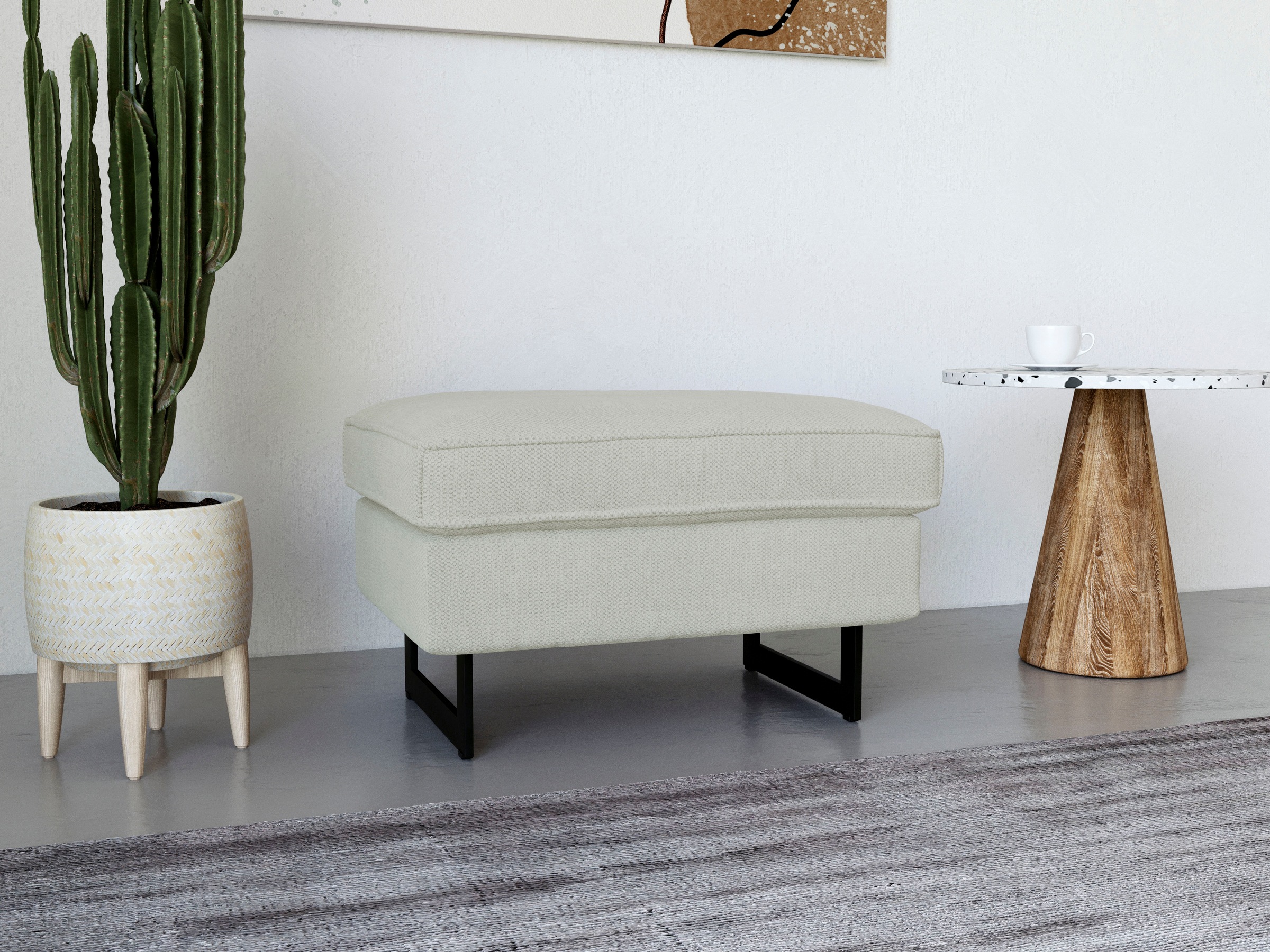 Places of Style Hocker »Pinto«, mit Keder, Metallfüßen und auch in Cord Bezug erhältlich