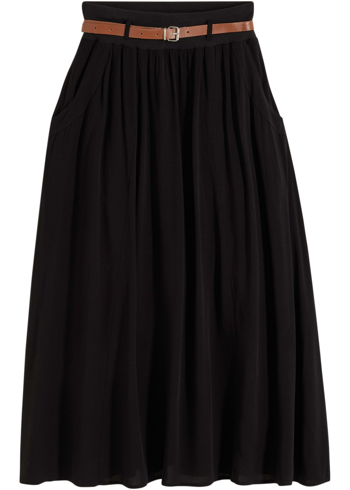 bonprix Maxirock »Maxirock mit Gürtel (2-tlg.Set)« Set, 2 Stk. mit Gürtel, Maxilänge, ausgestellte Passform, mit Eingrifftaschen