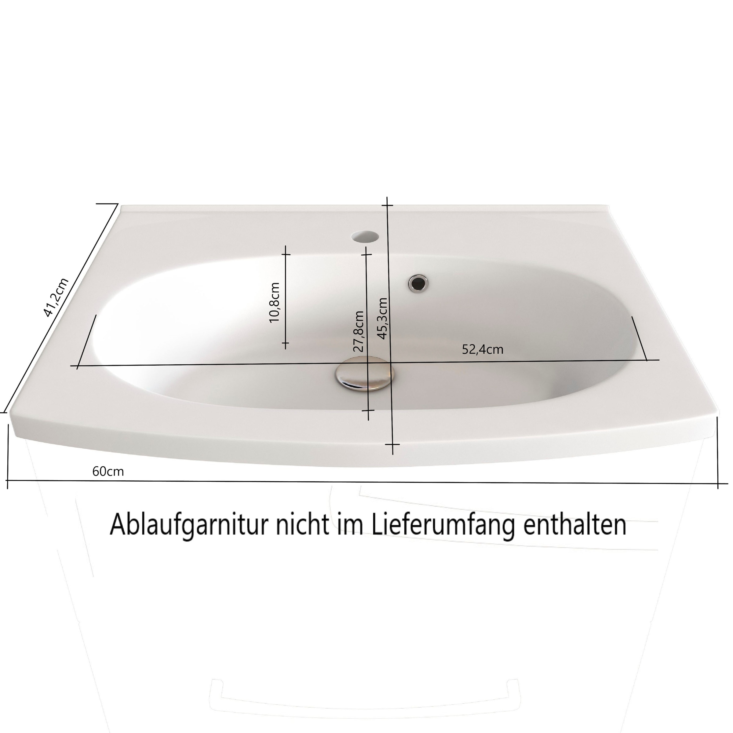 welltime Waschbeckenschrank »Chicago«, Badmöbel, Waschtisch mit Mineralgussbecken, Breite 60 cm, Softclose
