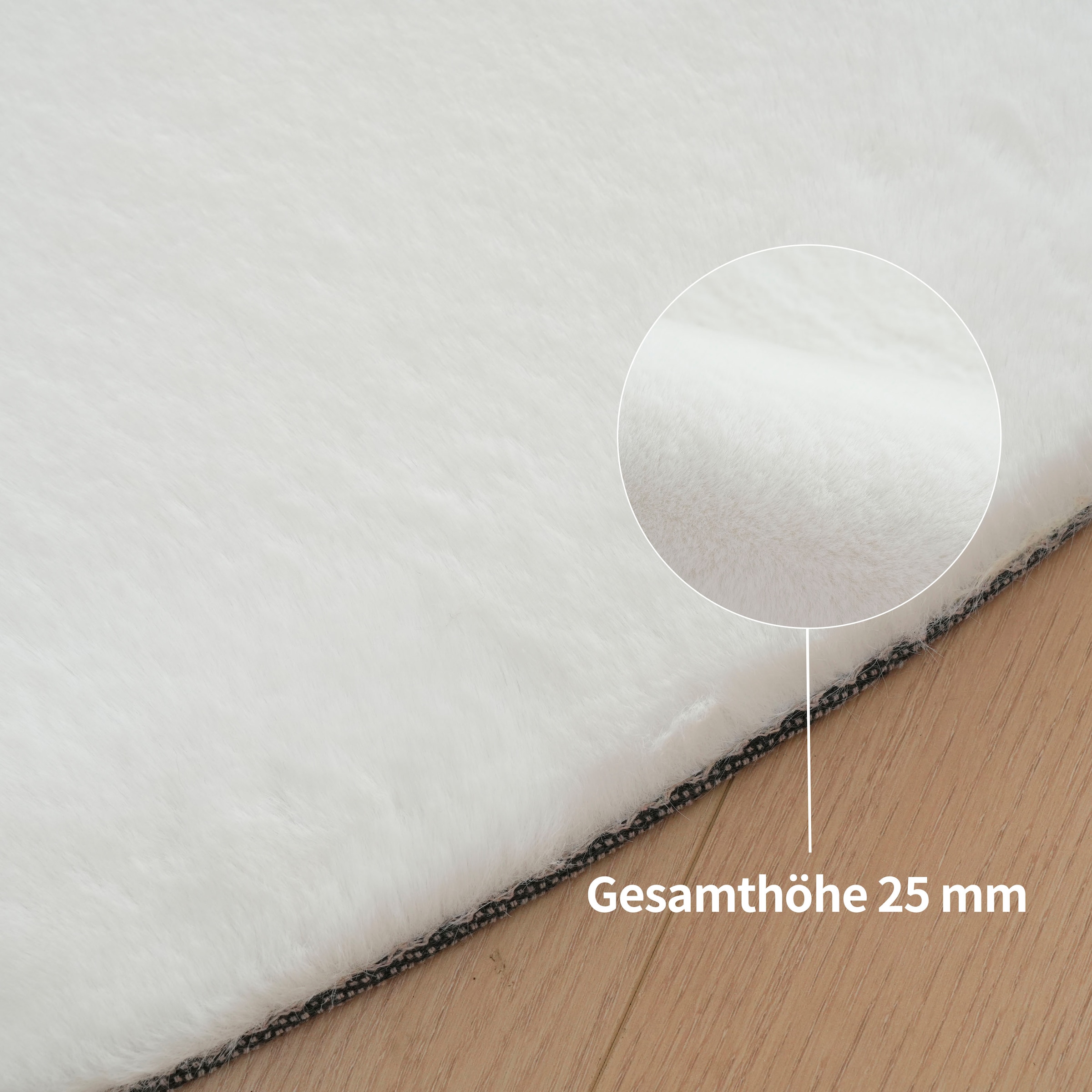 Bruno Banani Hochflor-Teppich »Rabbit 2 Bean, Kunstfell Teppich, Modern, besondere Form«, U-förmig, 25 mm Höhe, Kaninchenfell-Haptik, Microfaser, Wohnzimmer, Schlafzimmer, Esszimmer