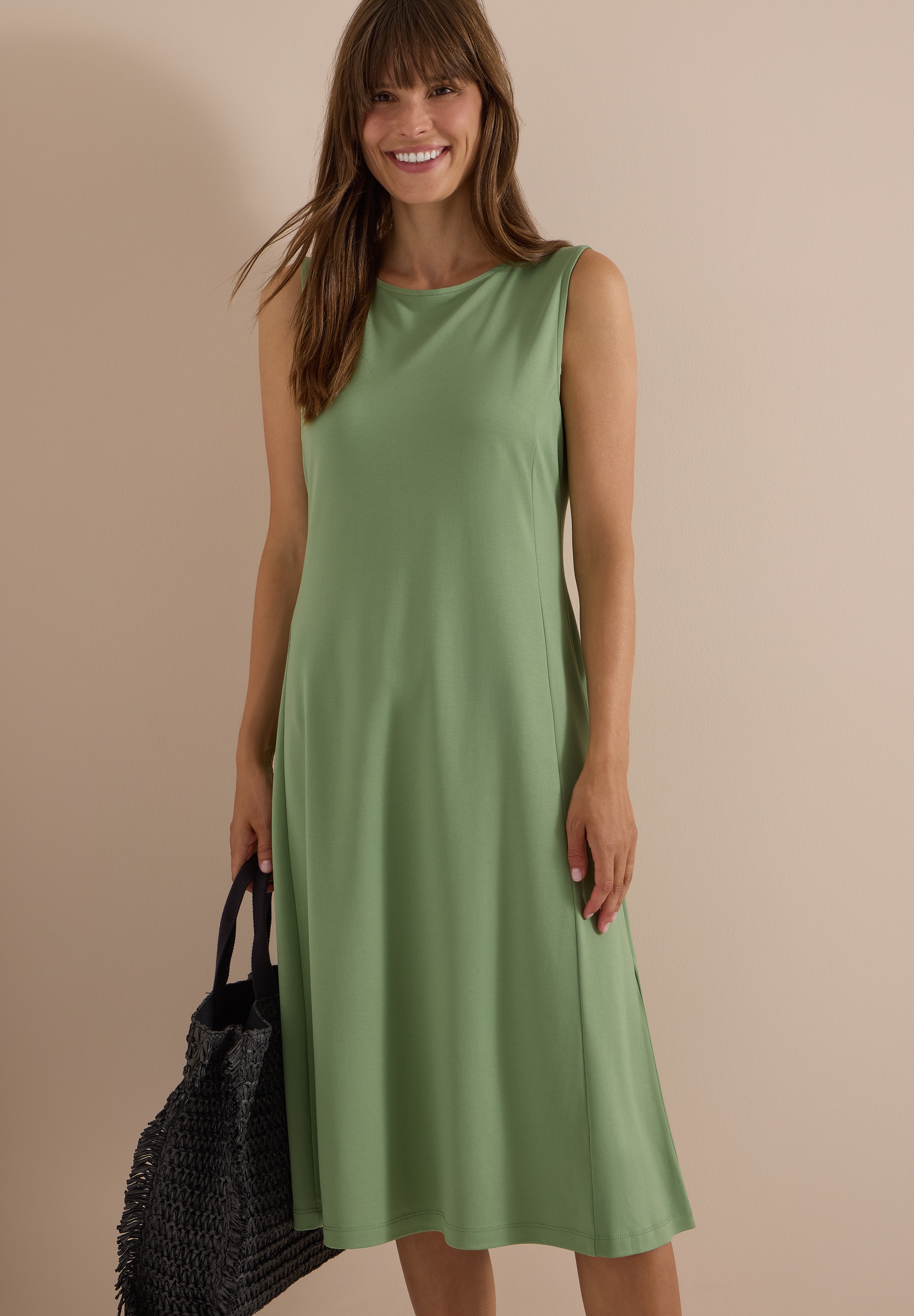 Cecil Midikleid Ohne Taschen Ärmelloses Sommerkleid mit Rundhals und Jersey