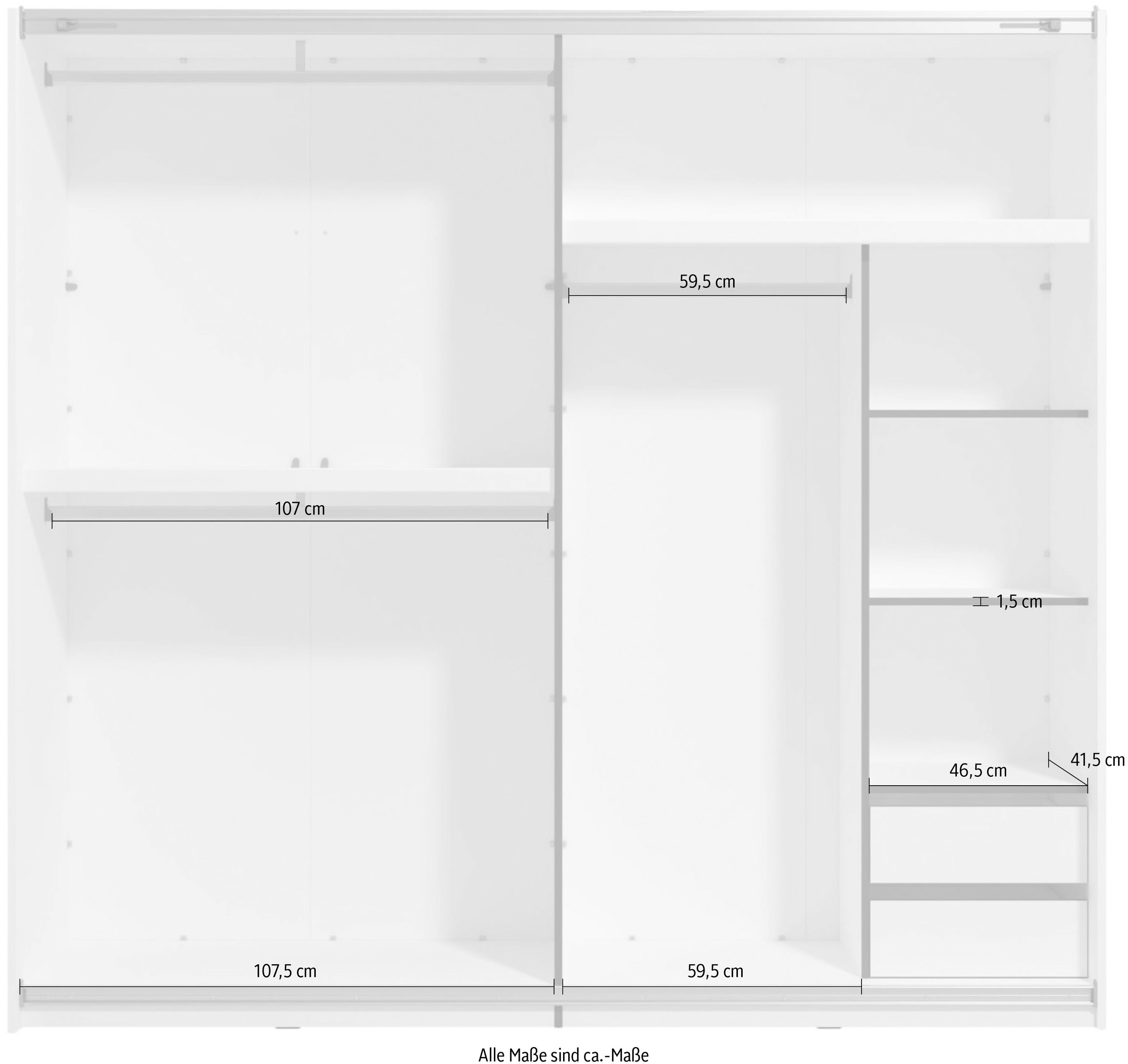 Home affaire Schwebetürenschrank »Belfort, Kleiderschrank mit Spiegel, Made in Europe«, (wähle deine perfekte, individuelle Innenausstattung), 2 Schiebetüren, 220x61x205cm, FSC® -zertifizierter Holzwerkstoff