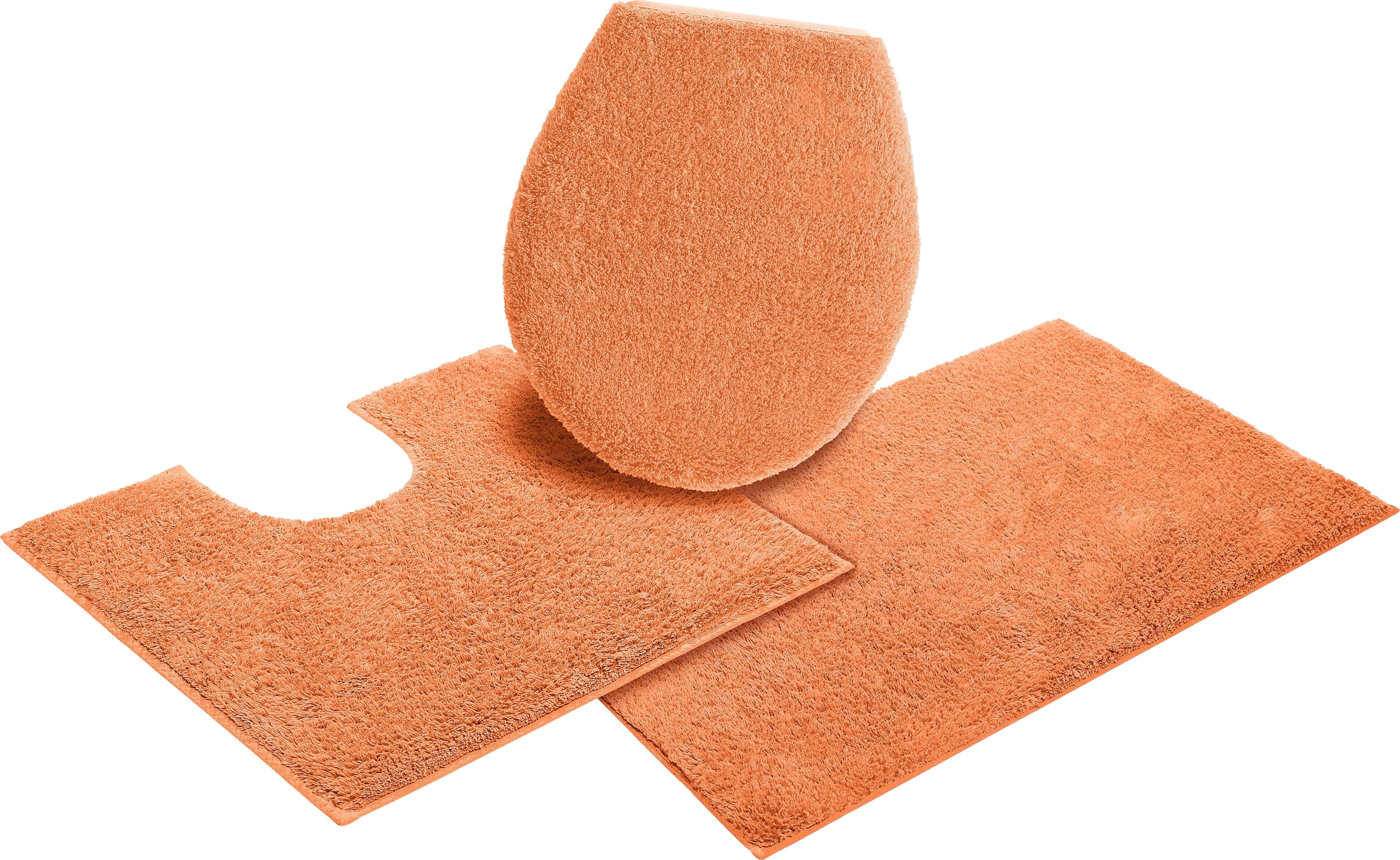 my home Badematte »Maren, Badvorleger, Badezimmer Teppich«, rutschhemmend beschichtet, fußbodenheizungsgeeignet, Bio-Baumwolle, Badteppich, Badematten auch als 3 teiliges Set