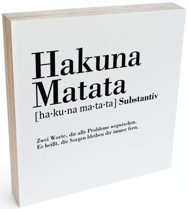 Holzbild »Tischdeko Hakuna Matata«, Person, (1 St.), Vintage Wohnzimmerdeko