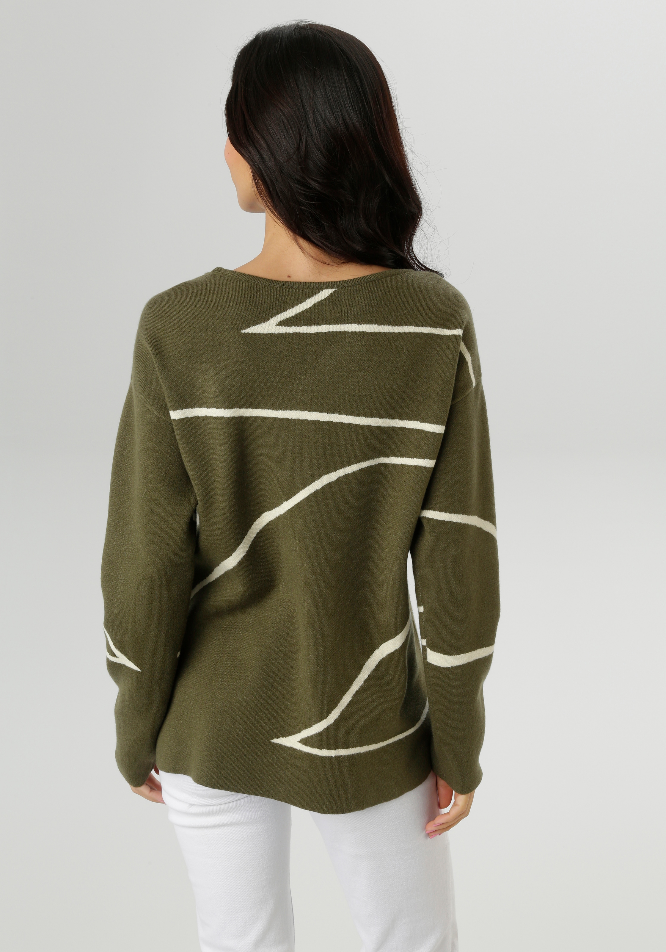 Aniston SELECTED Strickpullover, Highlight - mit aufgesetzte Stricktasche vorne - NEUE KOLLEKTION