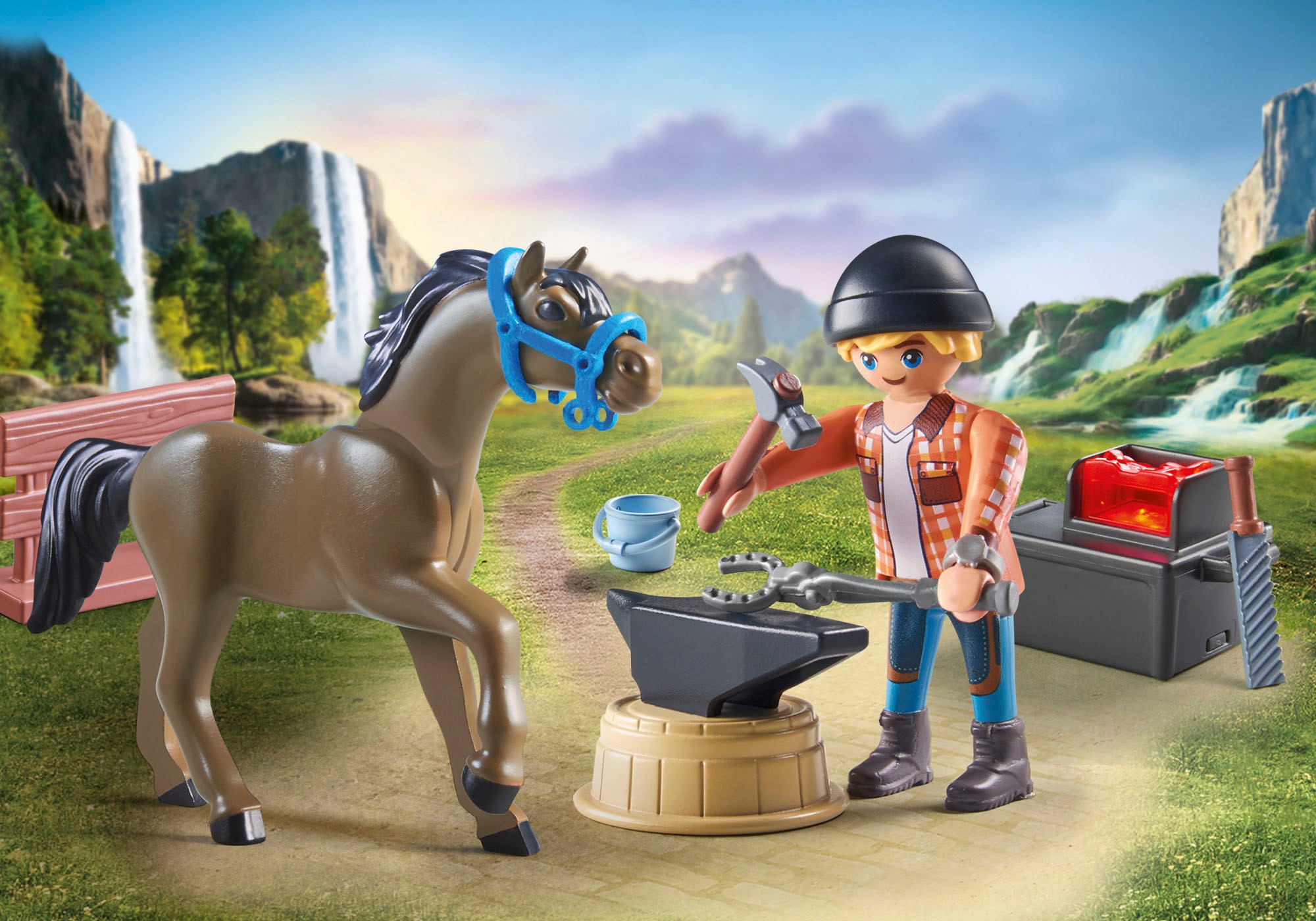 Playmobil® Konstruktions-Spielset »Hufschmied Ben & Achilles (71357), Horses of Waterfall«