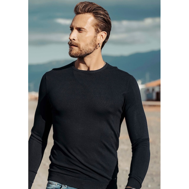 ▷ Petrol für mit Rundhalsausschnitt BAUR Industries Strickpullover, |