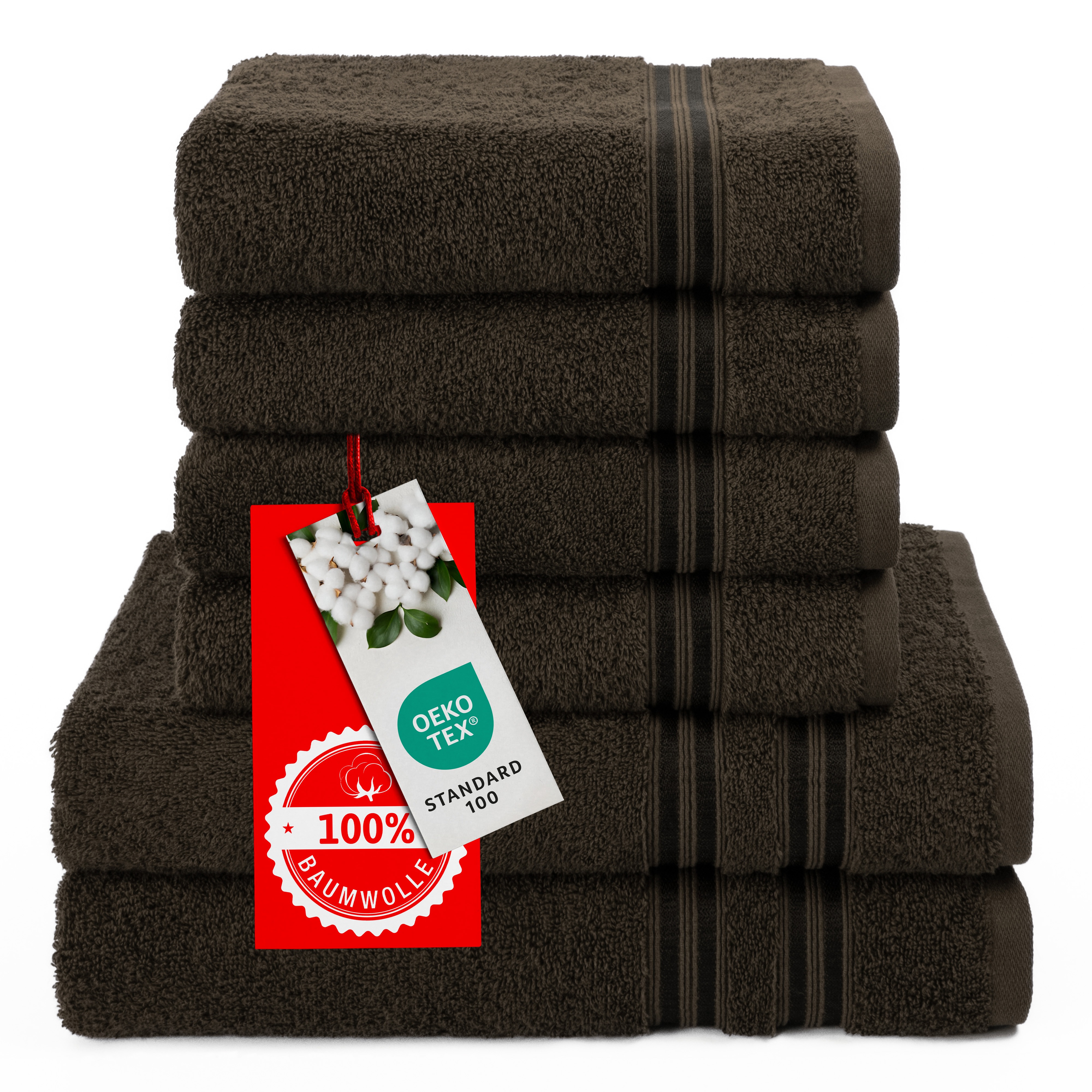 Thumbnail - HAMMETEX Handtuch Set "6-teiliges Handtuch Set, 100% Baumwolle, Weich & Saugstark" Set 6 Stk. Frottier mit Bordüre, einf...