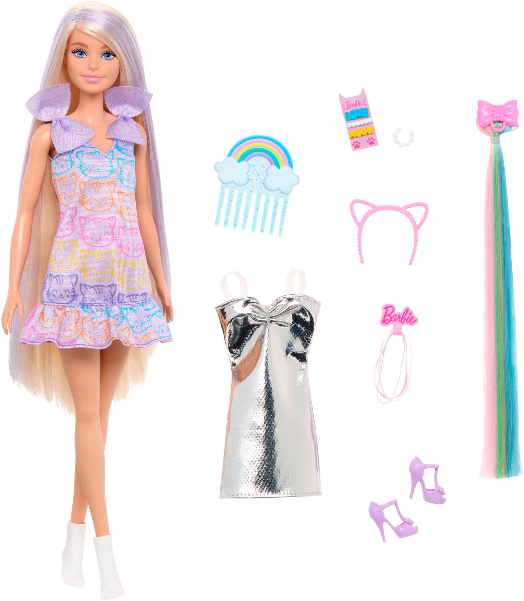 Barbie Anziehpuppe »Fun & Fancy, mit Accessoires, extra langem blondem Haar und 2 Looks«