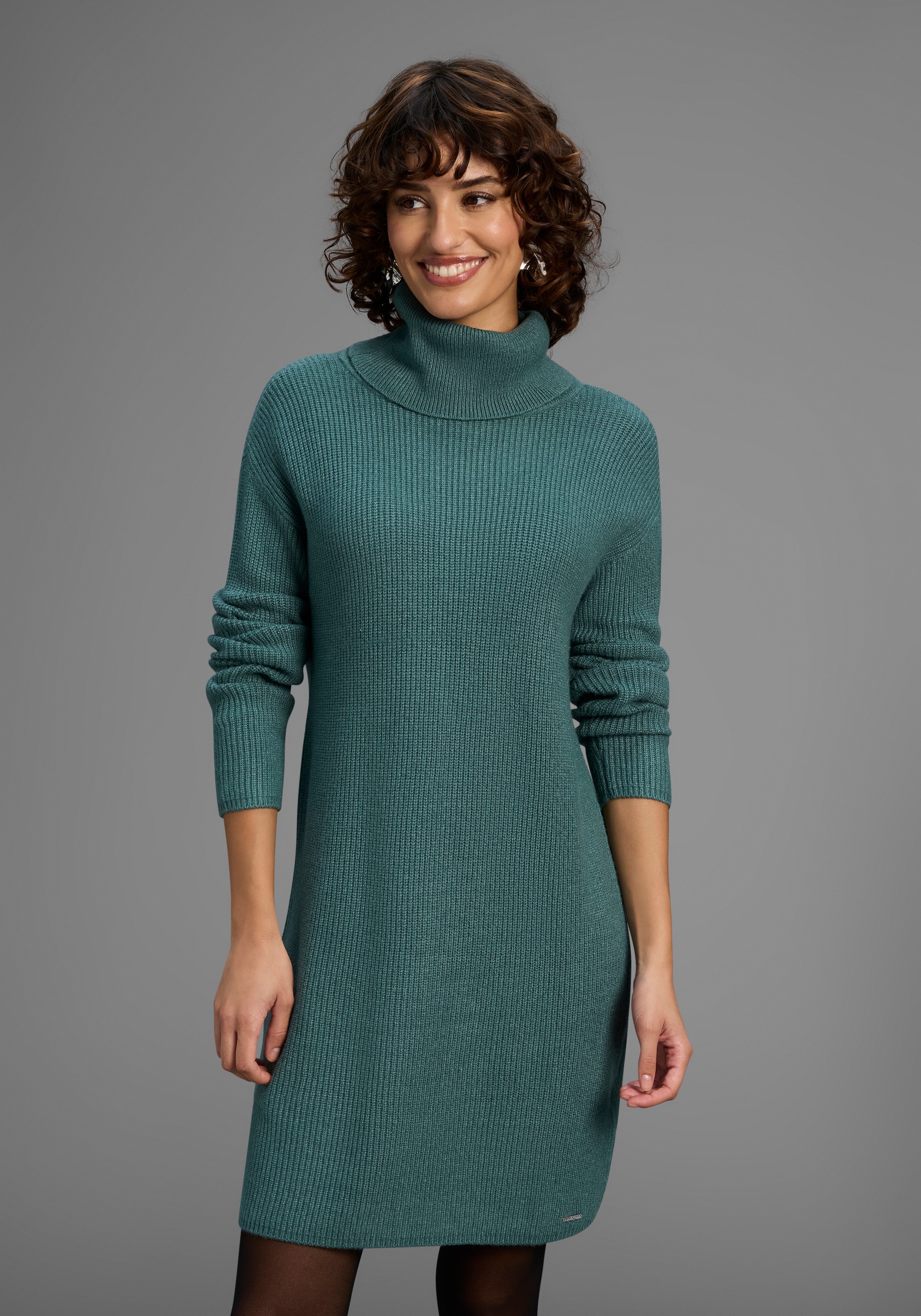 Laura Scott Strickkleid Ohne Tasche  Ohne Taschen aus Grobstrick mit Rollkr günstig online kaufen