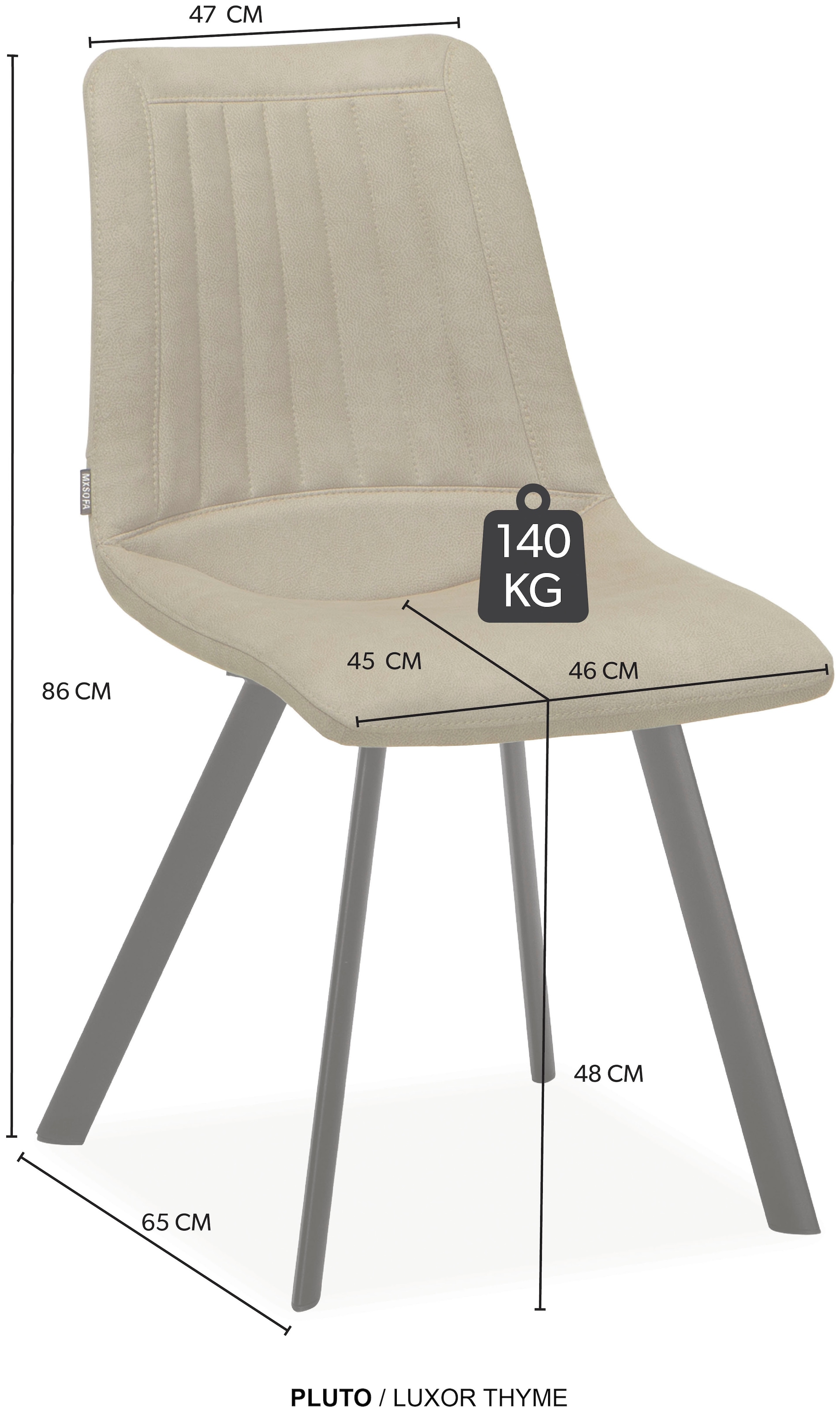OMG Design Esszimmerstuhl »Pluto«, (Set), 2 St., Stoff, pflegeleichte Microfaser, Lederoptik