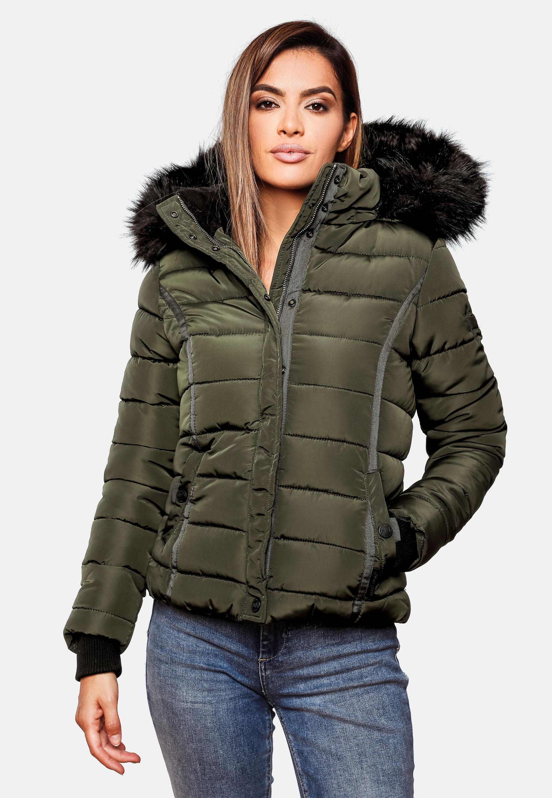 Navahoo Steppjacke »Miamor«, mit Kapuze, hochwertige Winterjacke m. voluminöser Kunstpelz-Kapuze