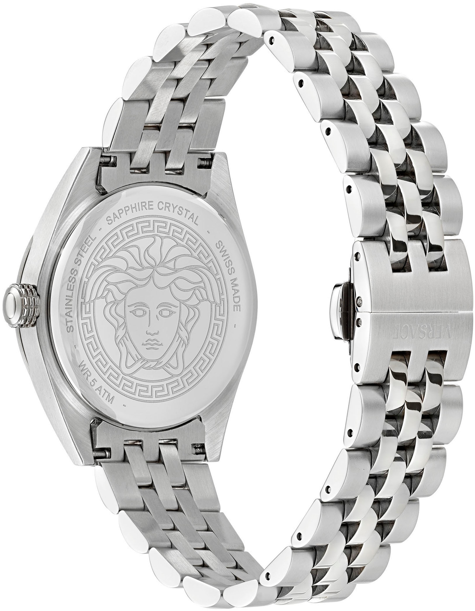 Versace Quarzuhr »V-CODE«, Armbanduhr, Damenuhr, Saphirglas, Swiss Made, Leuchtindizes, analog