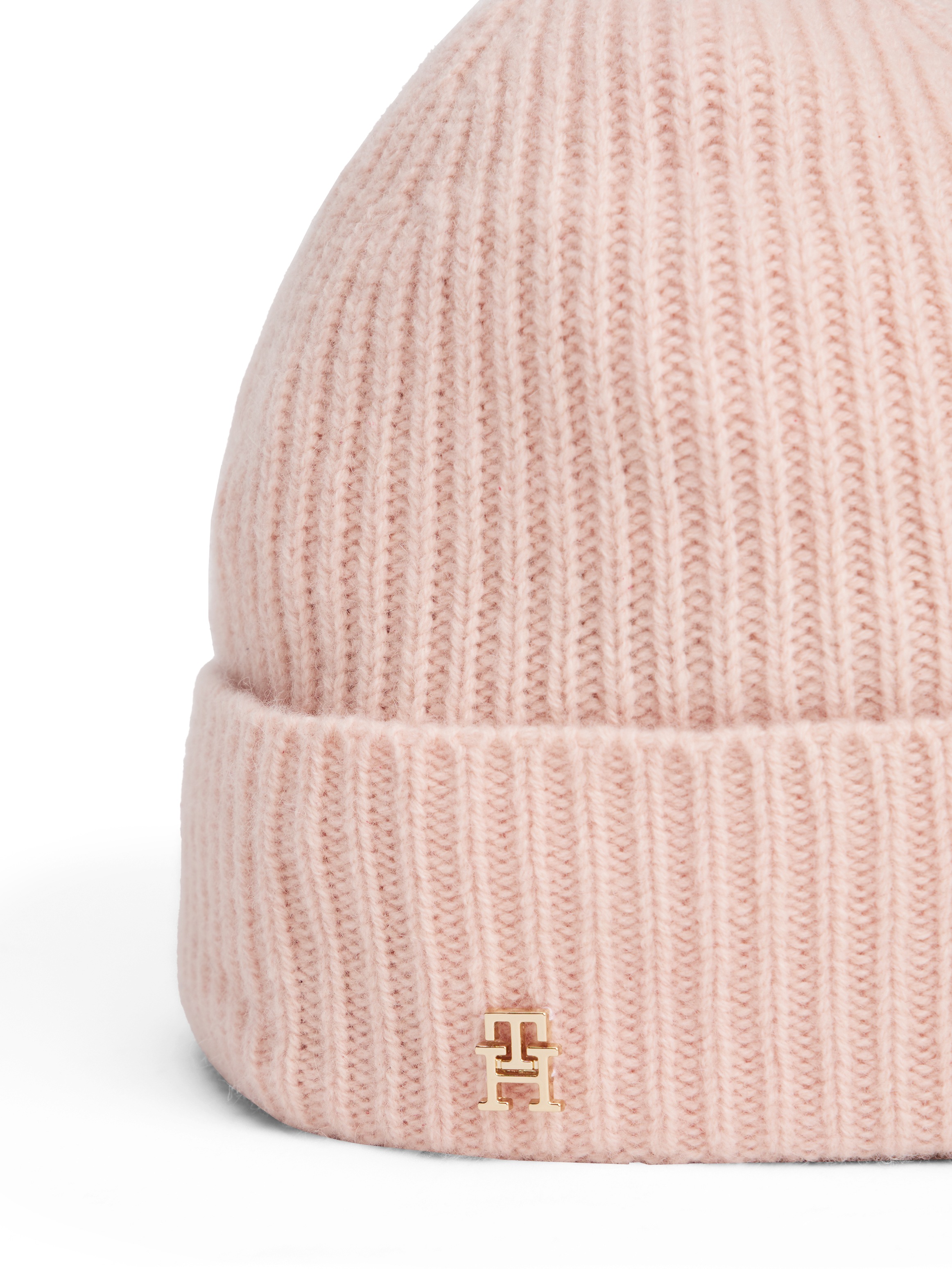 Tommy Hilfiger Beanie »TH CASHMERE«, aus Rippstrick, Umschlag