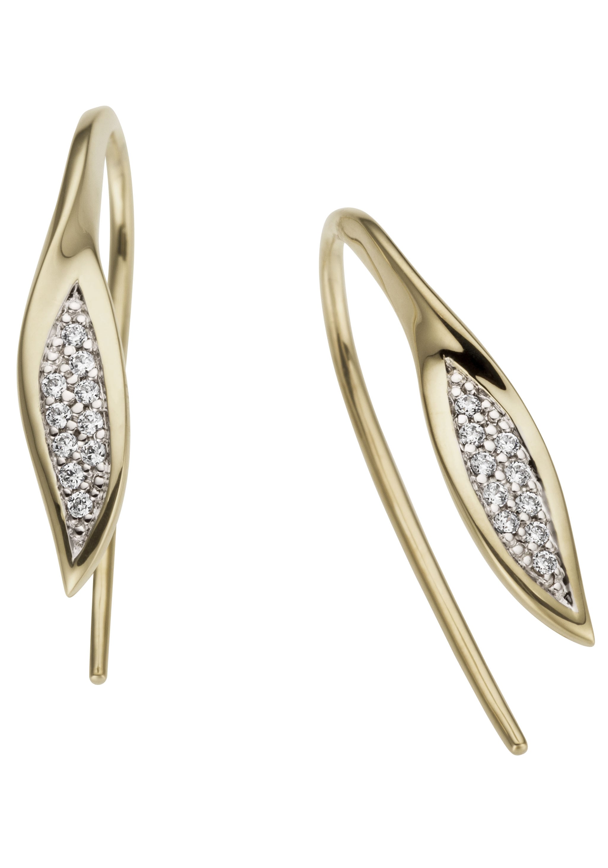 Firetti Paar Ohrhänger »Schmuck Geschenk Gold 585 Ohrschmuck Ohrhaken Blatt Blätter«, mit Brillant - Krappenfassung