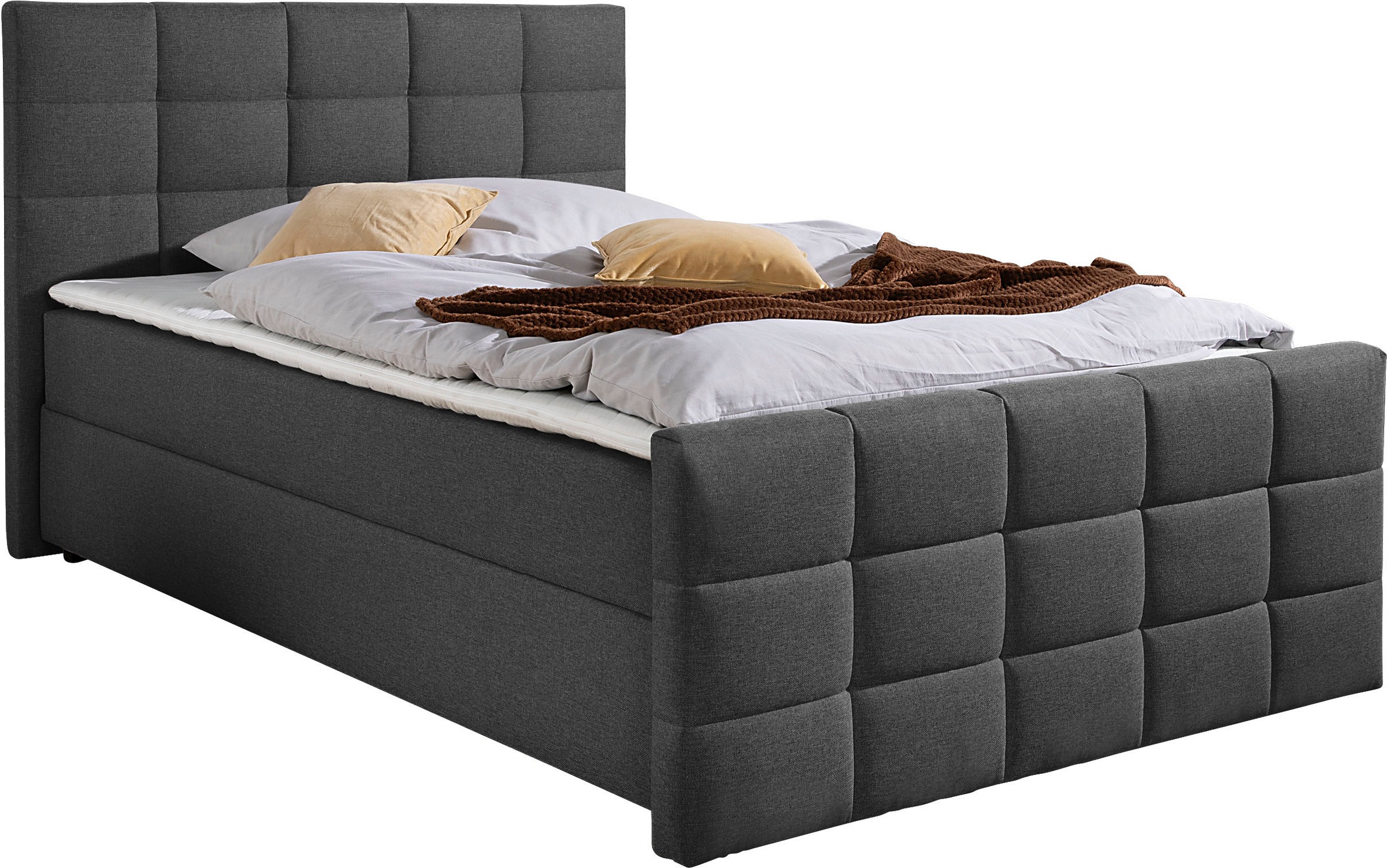 Boxbett HOME AFFAIRE, B:147cm L:220cmanthrazit, Komplettbetten, Boxbett mit Bettkasten und Fußteil, inkl. Topper