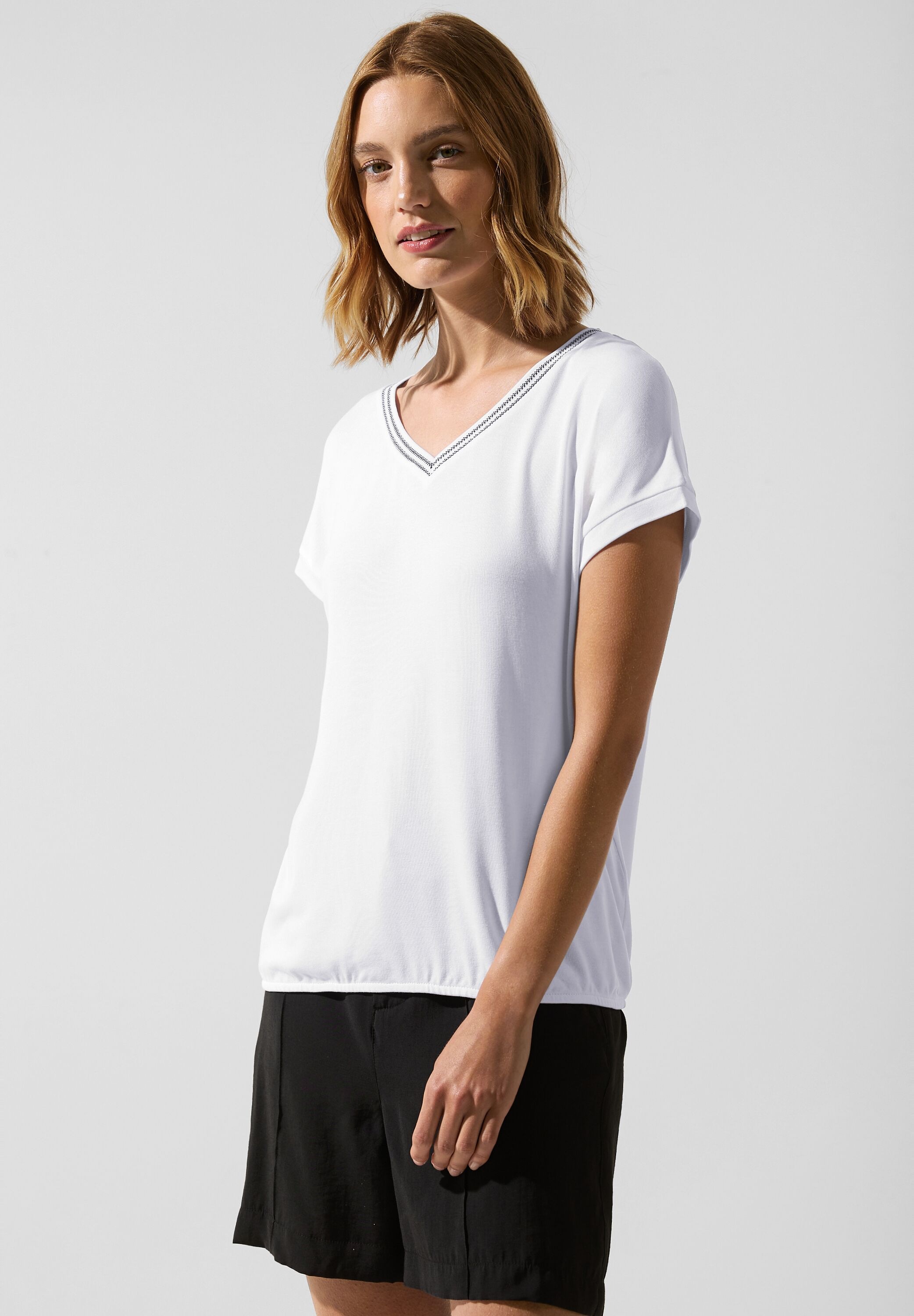 STREET ONE T-Shirt, mit überschnittenen | BAUR bestellen online Schultern