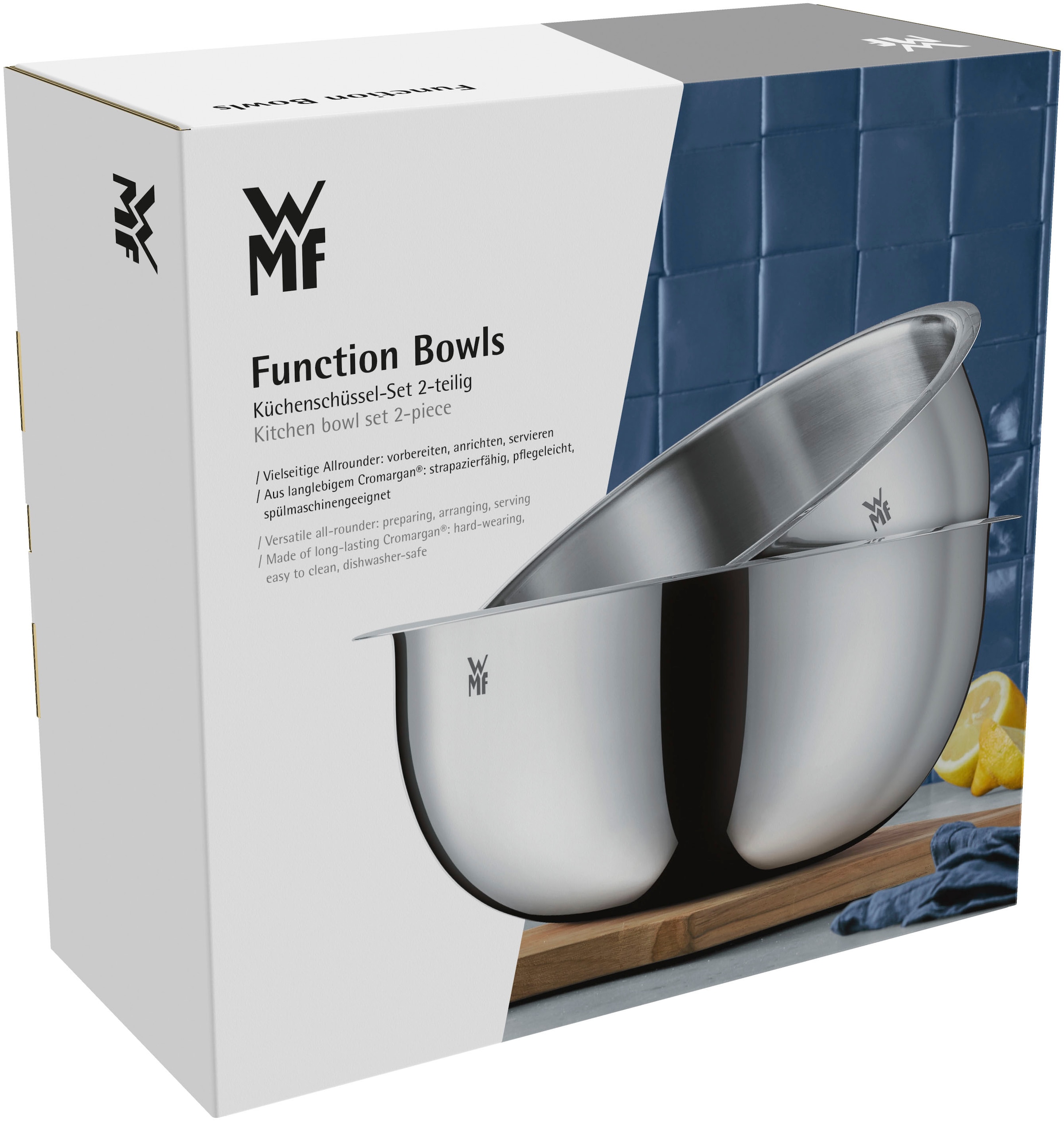WMF Schüssel »Gourmet«, 2 tlg., aus Edelstahl 18/10, 360° Schüttrand, tropffreies Ausgießen, vielseitig, stapelbar