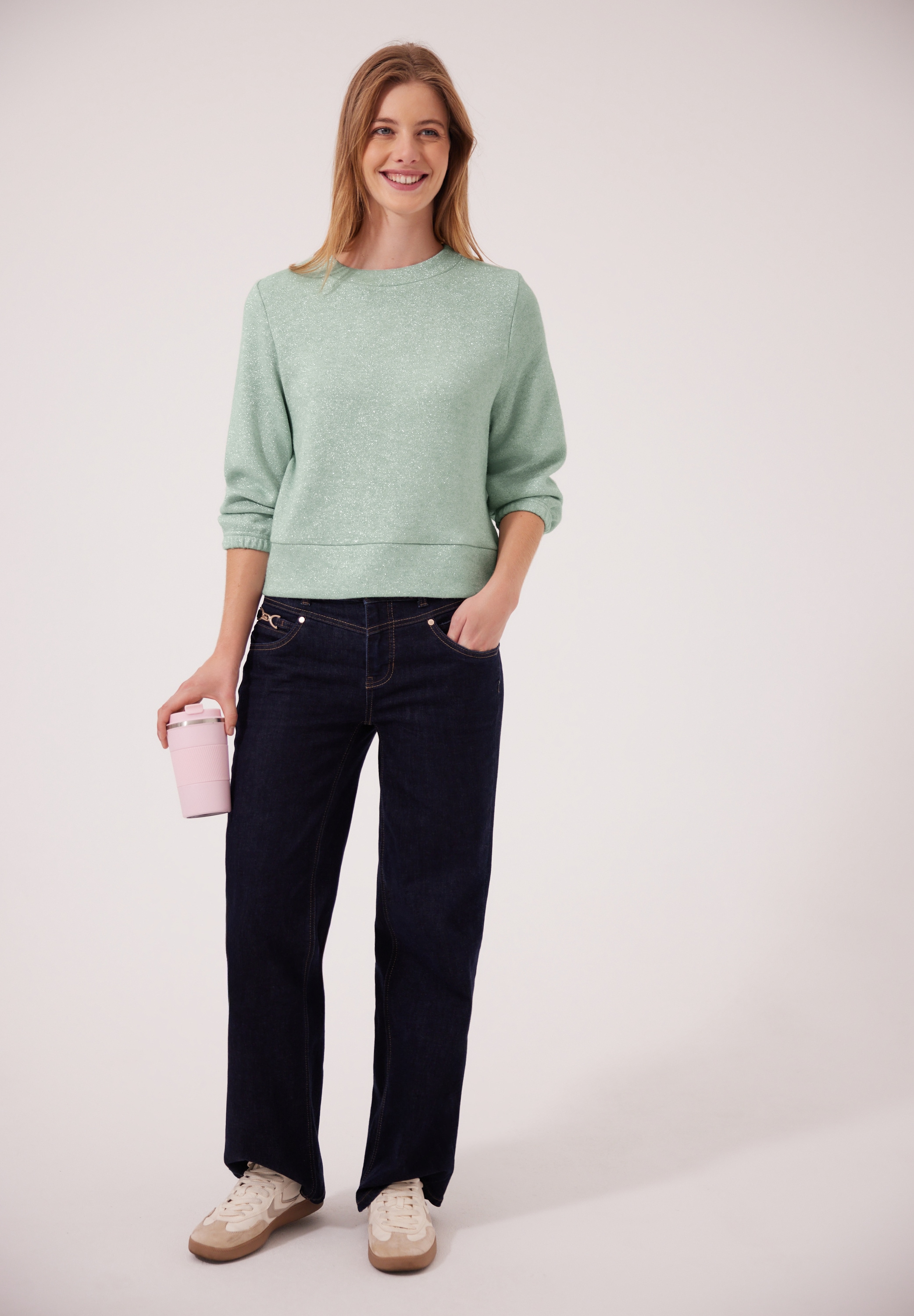 STREET ONE STUDIO 3/4-Arm-Shirt mit eingewebtem Giltzerfaden