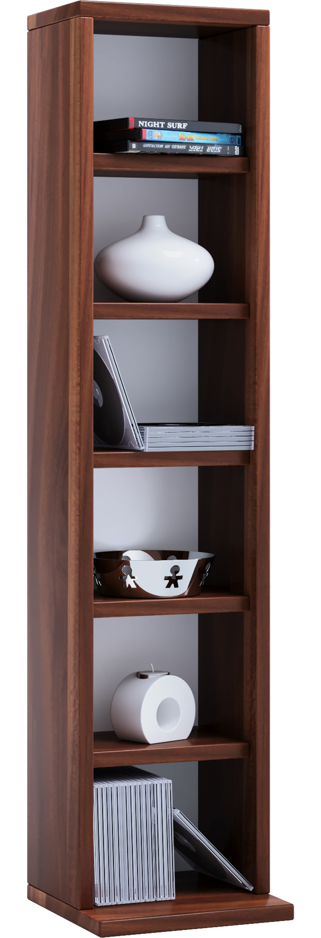 Standregal VCMkern, nussbaum, Wohnzimmer, Regale, "Holz CD DVD Stand Aufbewahrung Deko Regal Elementa"