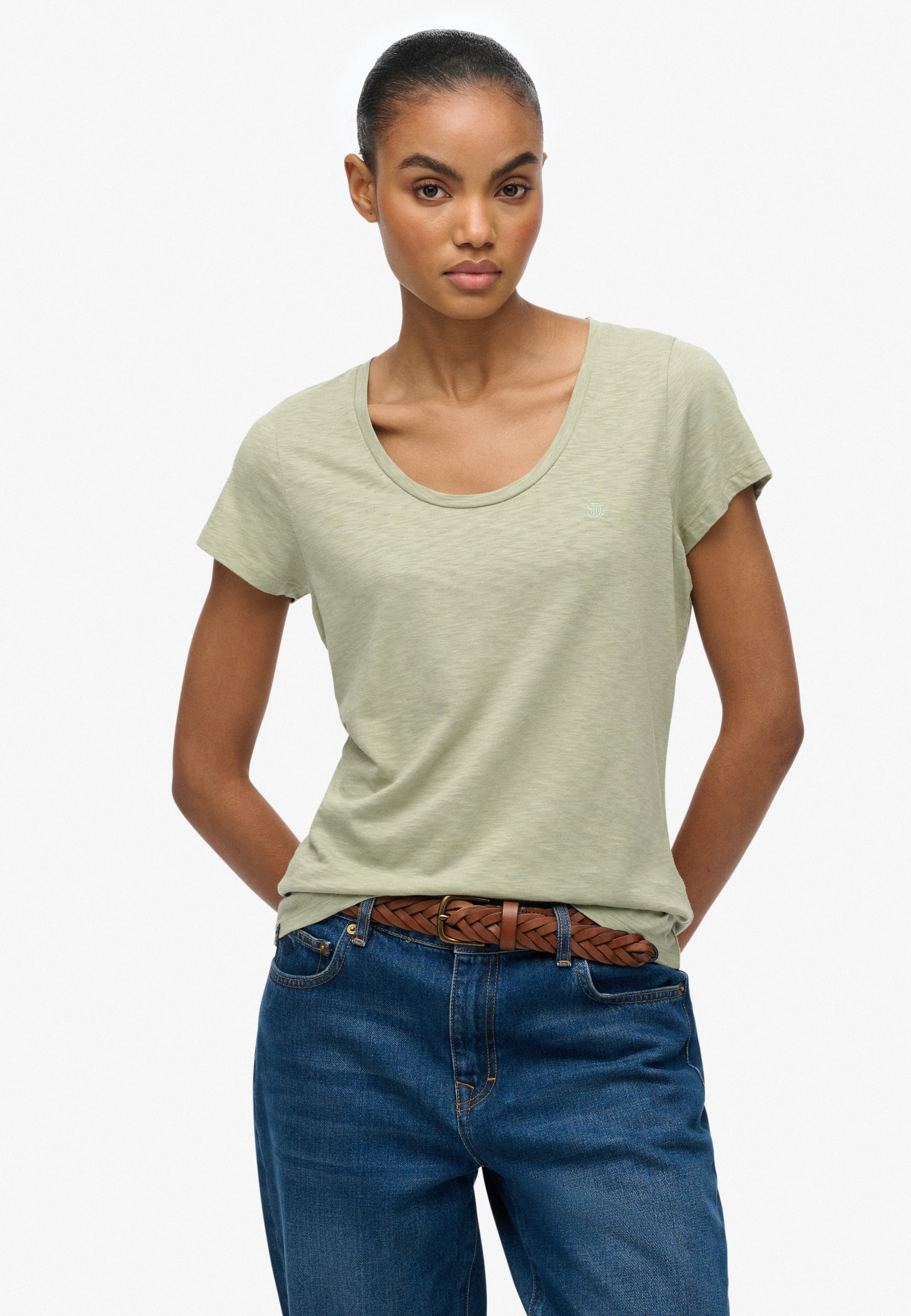 Superdry T-Shirt "STUDIOS SCOOP NECK TEE" Baumwollmischung, regular fit