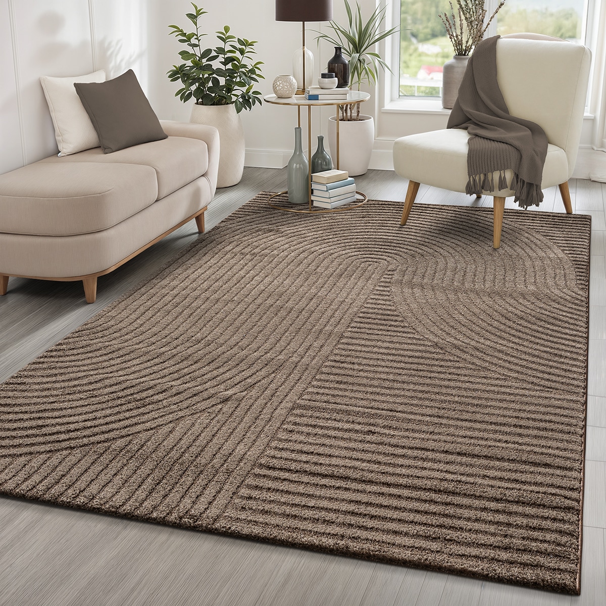 Teppich THE CARPET, B:160cm H:14mm L:230cmbraun, Polypropylen, Ankleidezimmer, Teppiche, "Everest", moderner Wohnzimmer Teppich hohe Flordichte