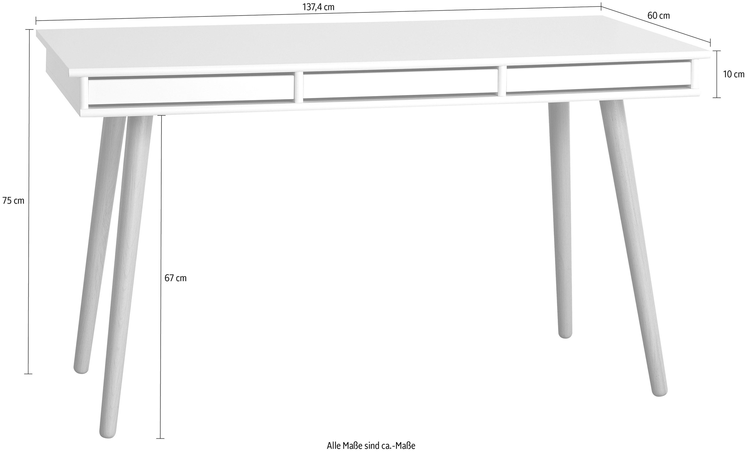 Hammel Furniture Schreibtisch »Mistral Bürotisch, Arbeitstisch, Tisch, Computertisch«, Holzbeinen, B: 137,4 cm, Designmöbel