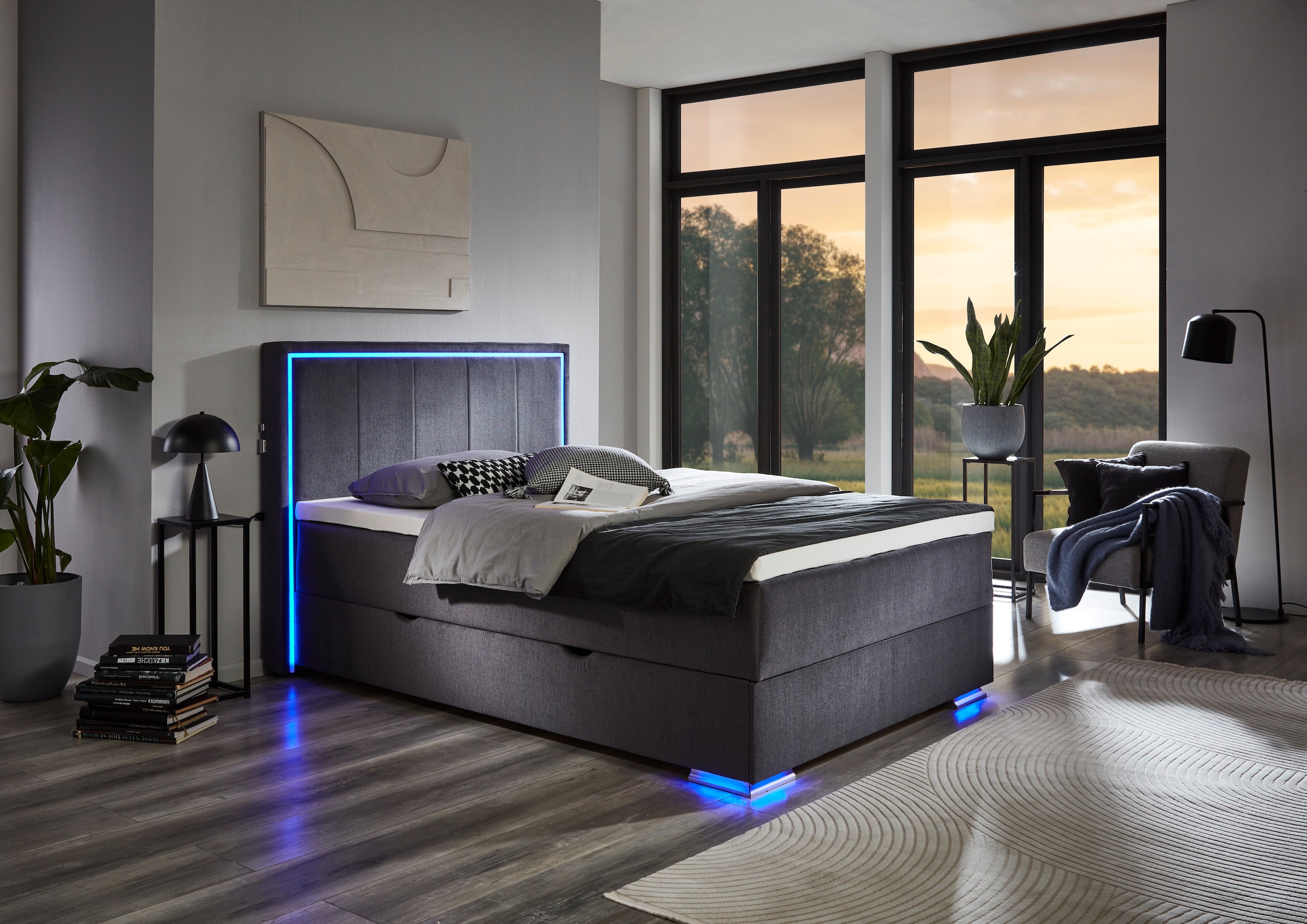 meise.möbel Boxspringbett »Colorado II«, inkl. LED-Beleuchtung & Topper