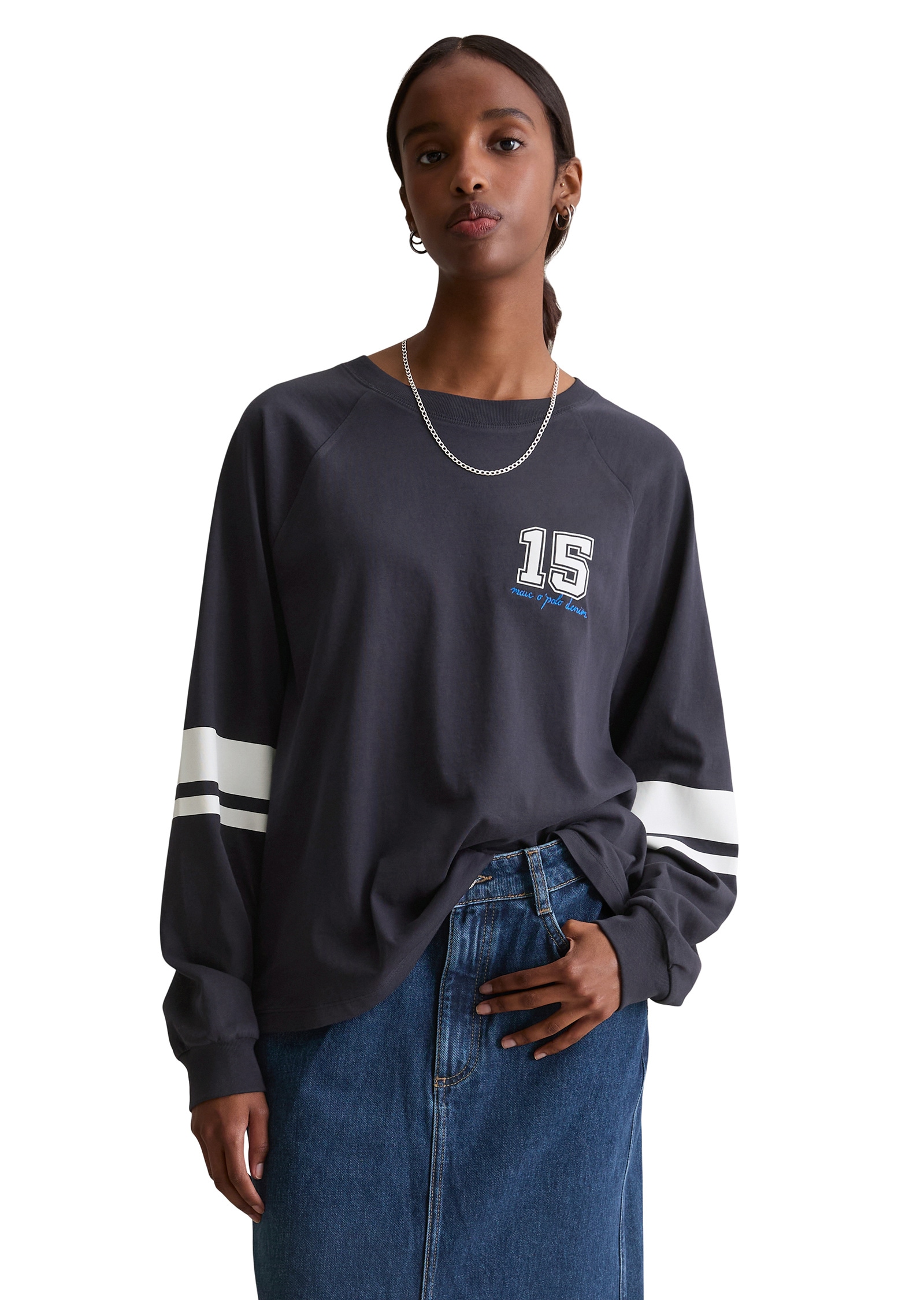 Marc OPolo DENIM Langarmshirt "mit Streifen-Prints am Ärmel" günstig online kaufen