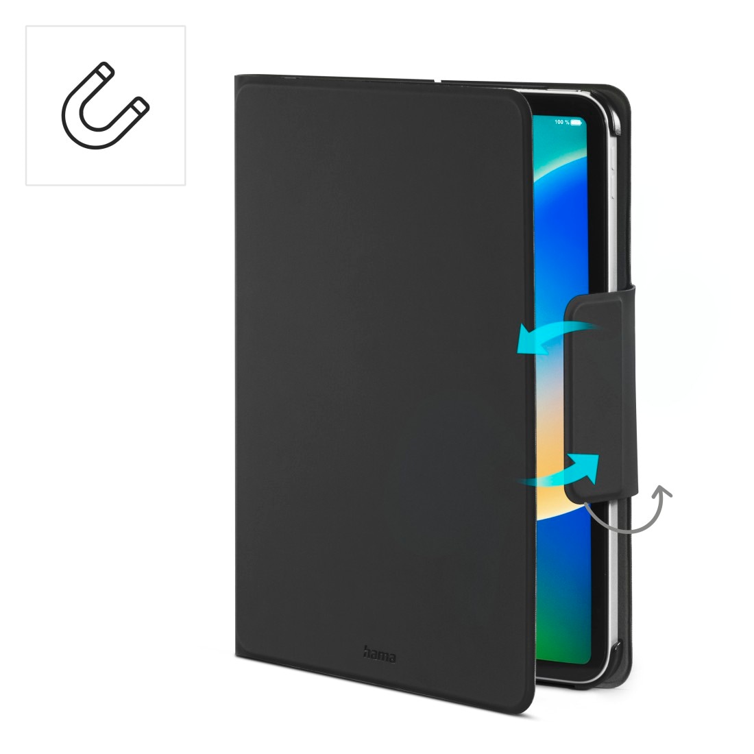 HAMA Tablet-Hülle "Tablet-Hülle f. iPad Air 13“, herausnehmbare BT-Tastatur, Touchpad", Tablet, schwarz, Hüllen, Bluetooth-Tastatur, Touchpad,