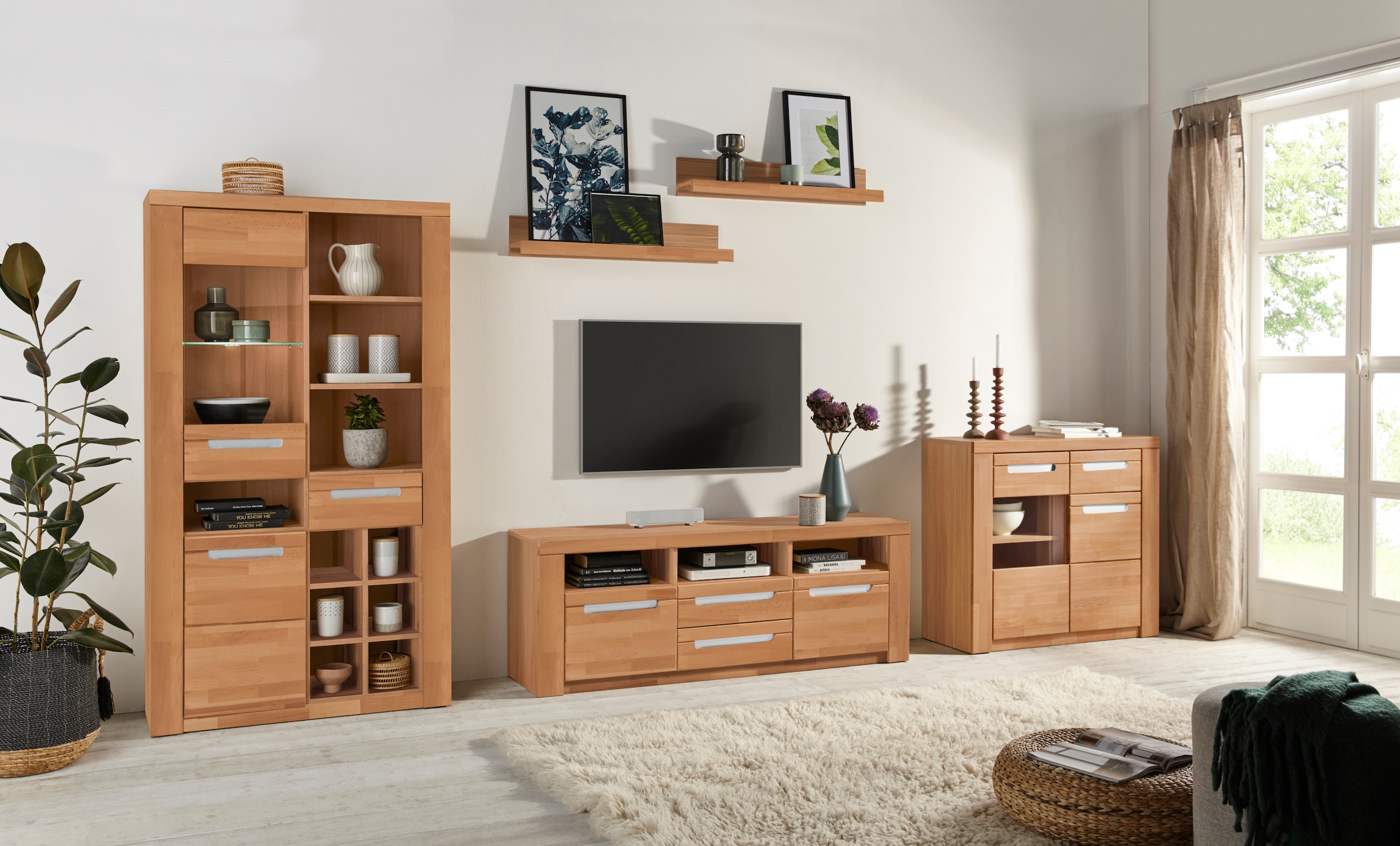 Home affaire Wohnwand »Kolding«, (Set, 5 St.), teilmassives Holz