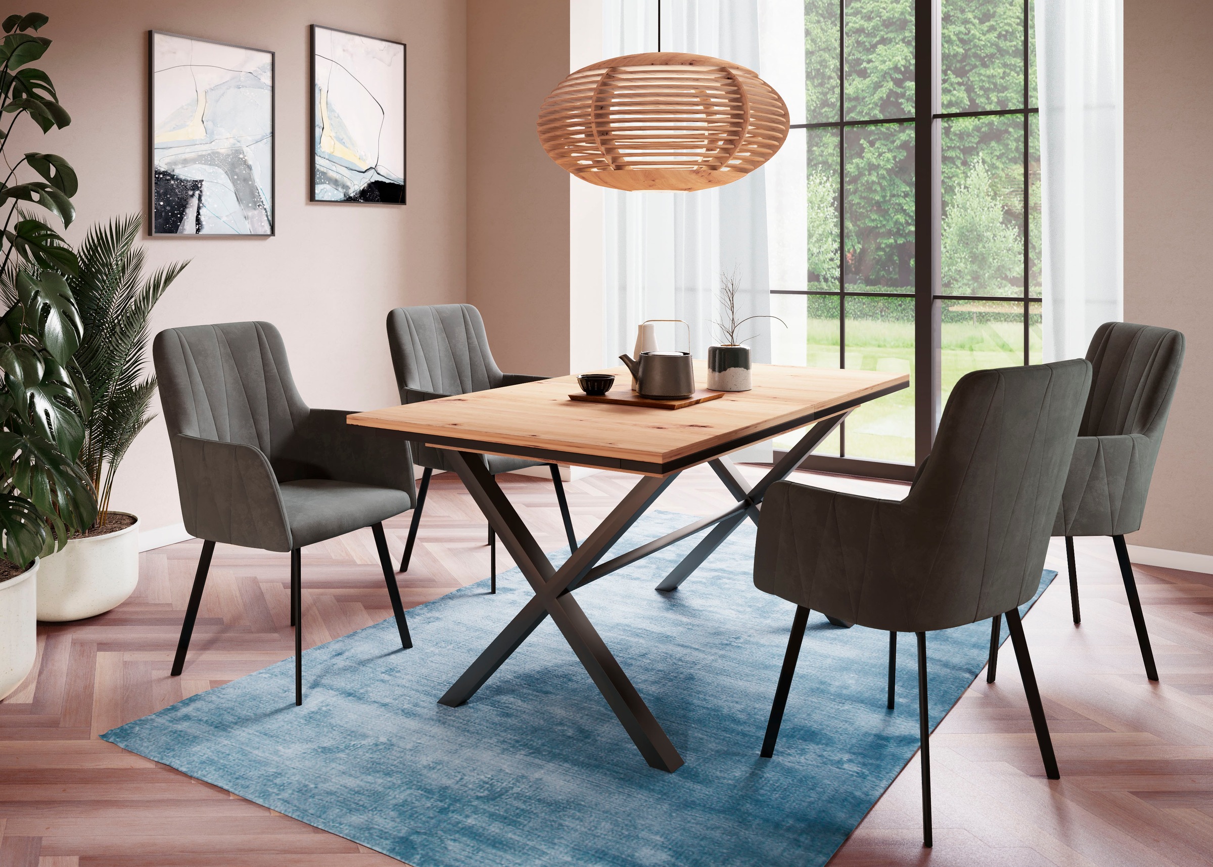 HELA Essgruppe Set, 5 Stk. tlg. Ausziehbar 160 - 200 cm, Sessel 360 drehbar günstig online kaufen