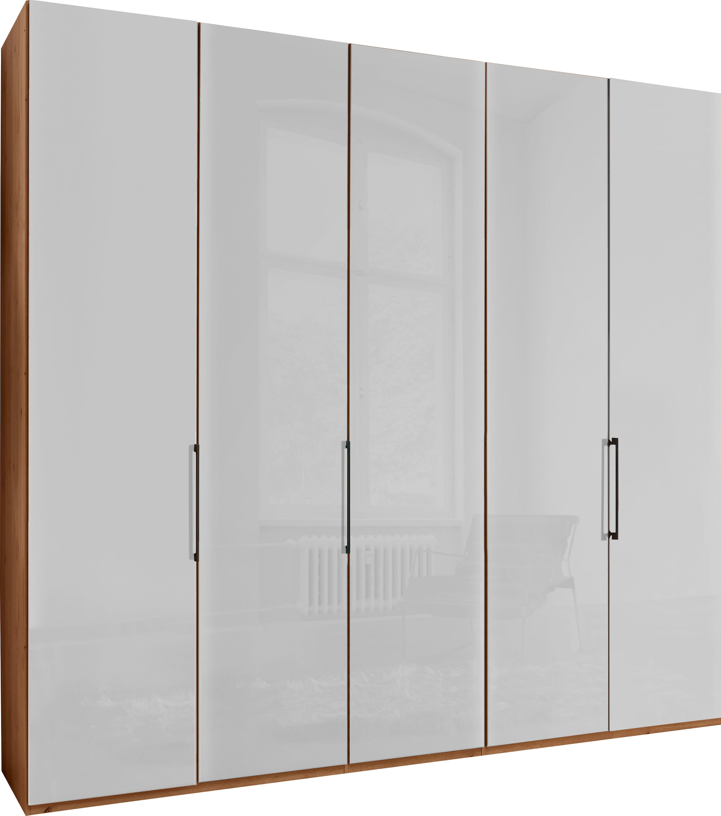 WIEMANN Drehtürenschrank »Monaco, Kleiderschrank, Schrank, Wäscheschrank, mit edler Glasfront« 2 Breiten, 2 Höhen 216/236 cm auswählbar, MADE IN GERMANY,  hochwertigen Beschläge inkl. Türdämpfung, variable Inneneinteilung