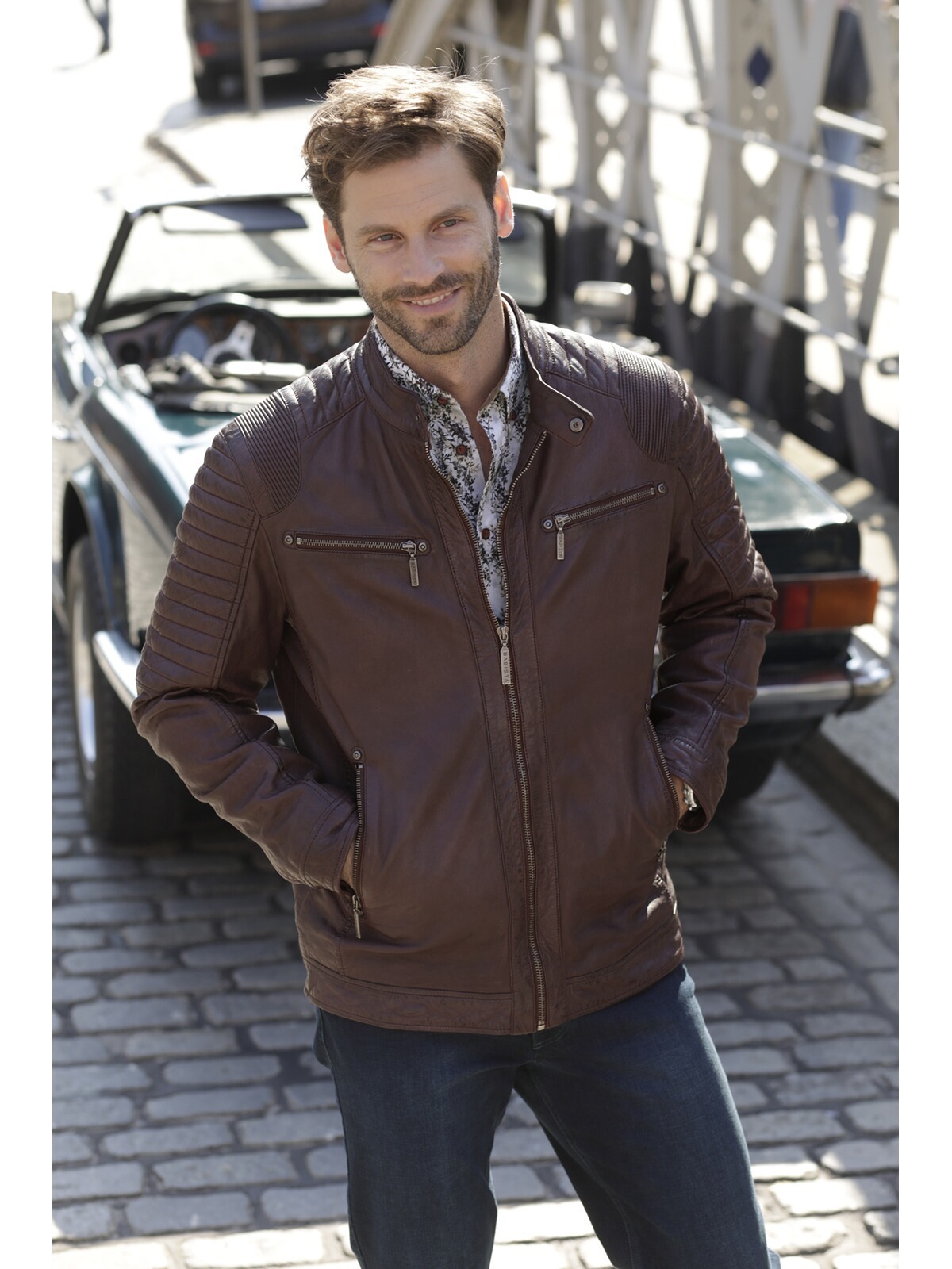 Kurzjacke BABISTA "Lederjacke SIRENETTO", Herren, Gr. 60, rot (braun), Obermaterial: 100% Lederfaserstoff LEAFIBTEX., Jacken Kurzjacke 3