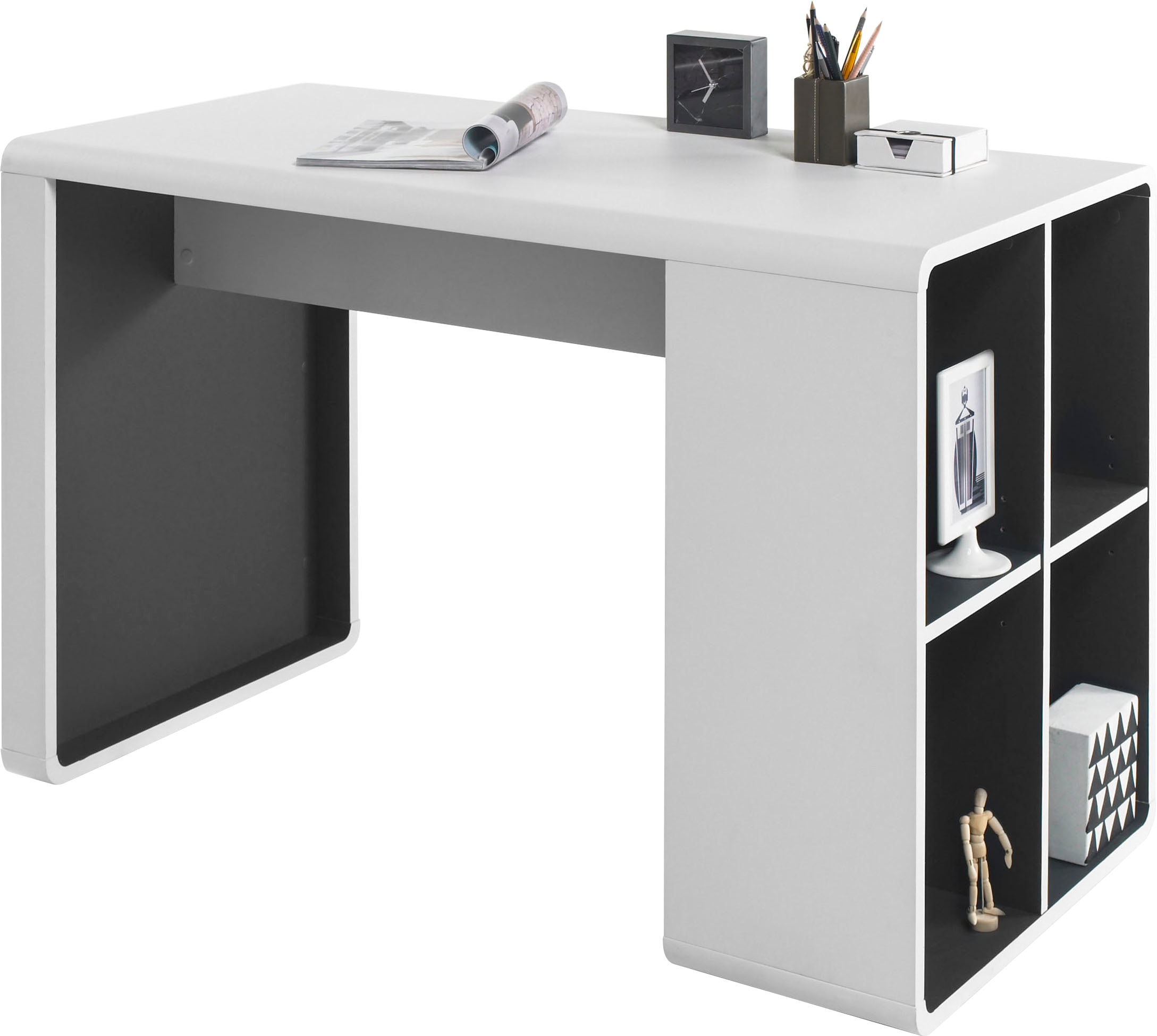 MCA furniture Schreibtisch »Tadeo«, weiß matt mit 4 offenen Fächer, Breite 119 cm
