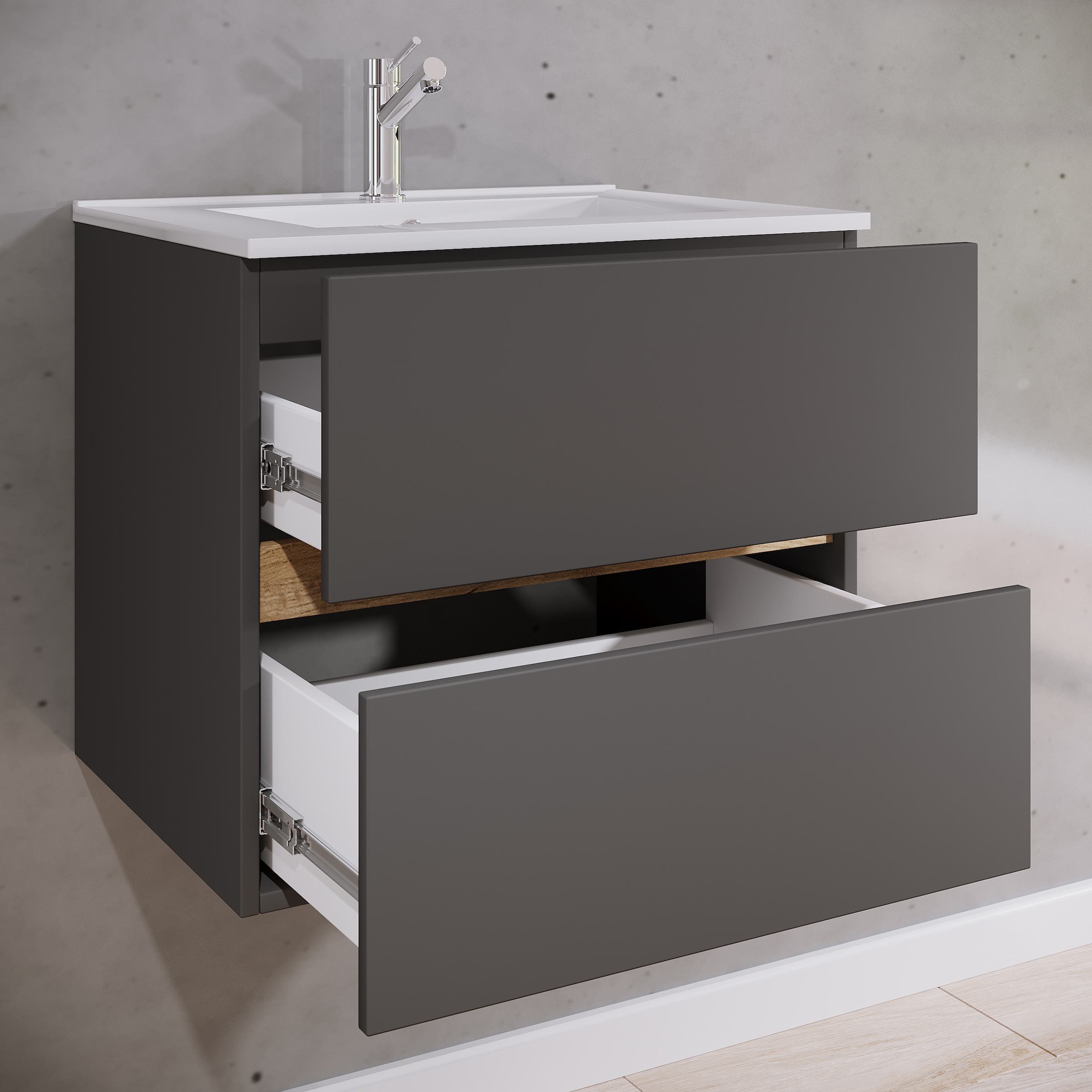 VCM Waschtisch »2 tlg. Badmöbel-Set mit Waschbecken Cosila-I 61 cm« 2 Stk. tlg.