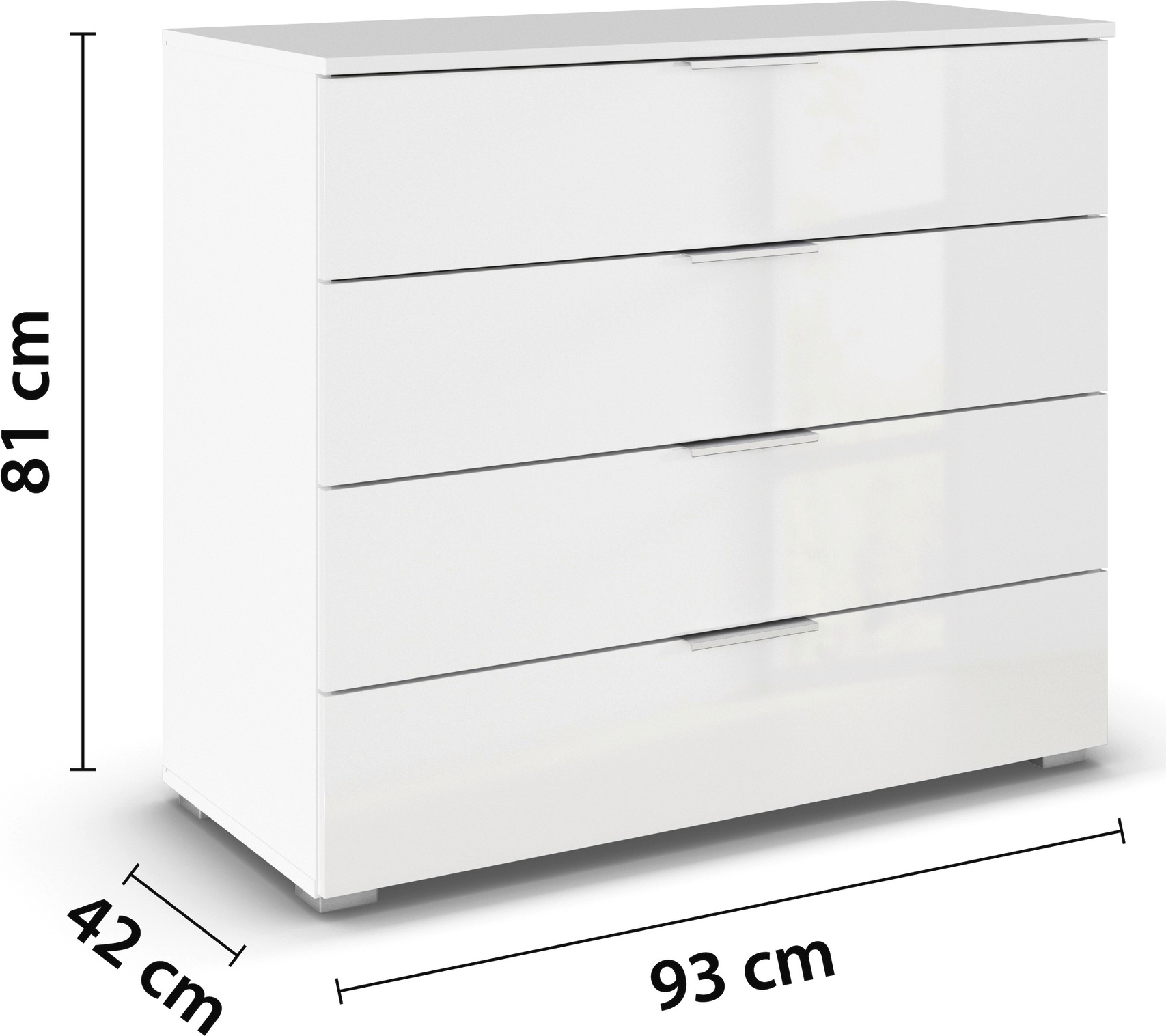 rauch Kommode »Sideboard Kommodenschrank Schubladenkommode AGORDO«, Breite 93 cm mit 4 Schubkästen inkl. 6er-Set Filzboxen