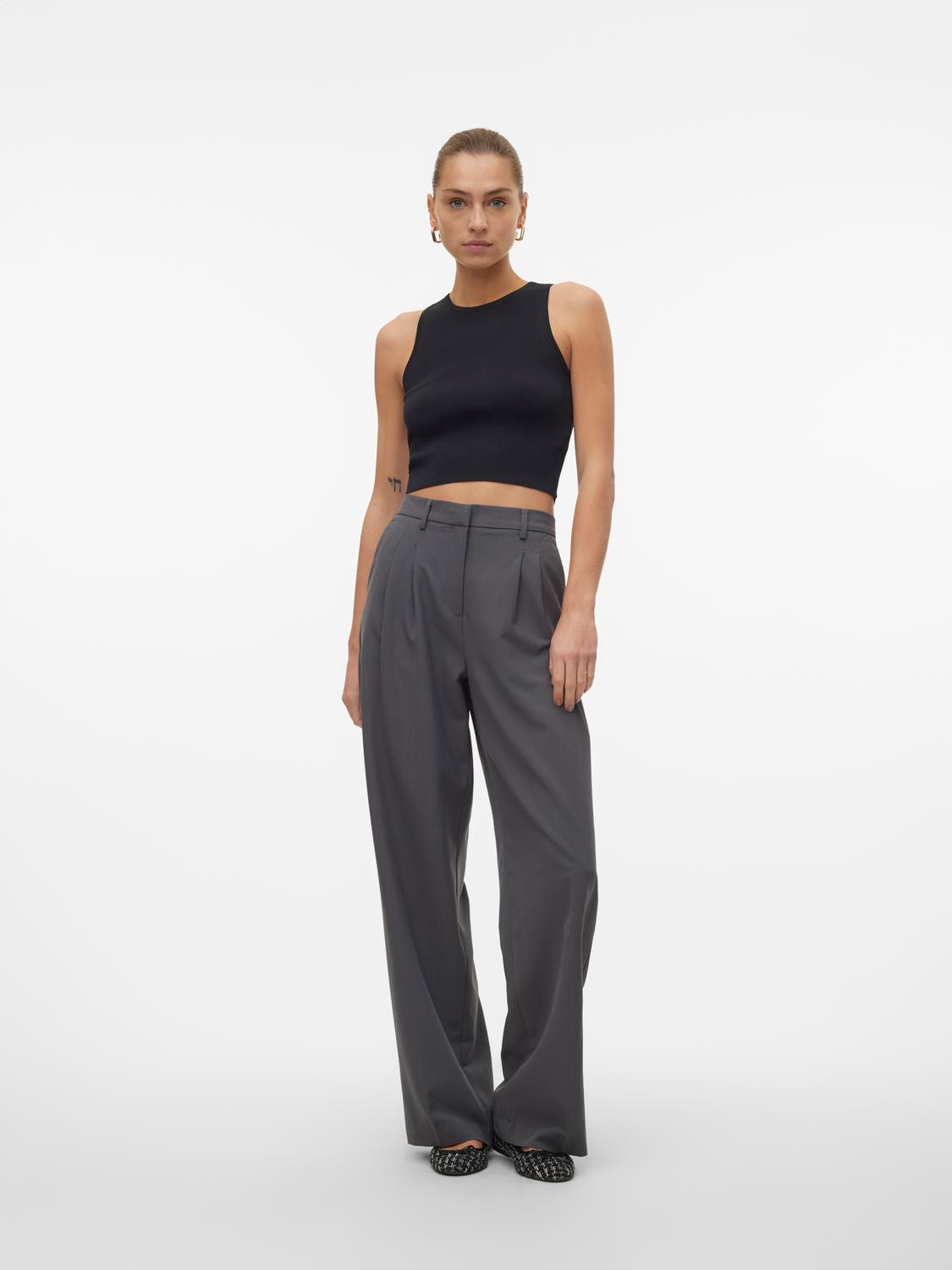 Vero Moda Strickpullover »VMGINNY SL O-NECK CROP TOP NOOS«