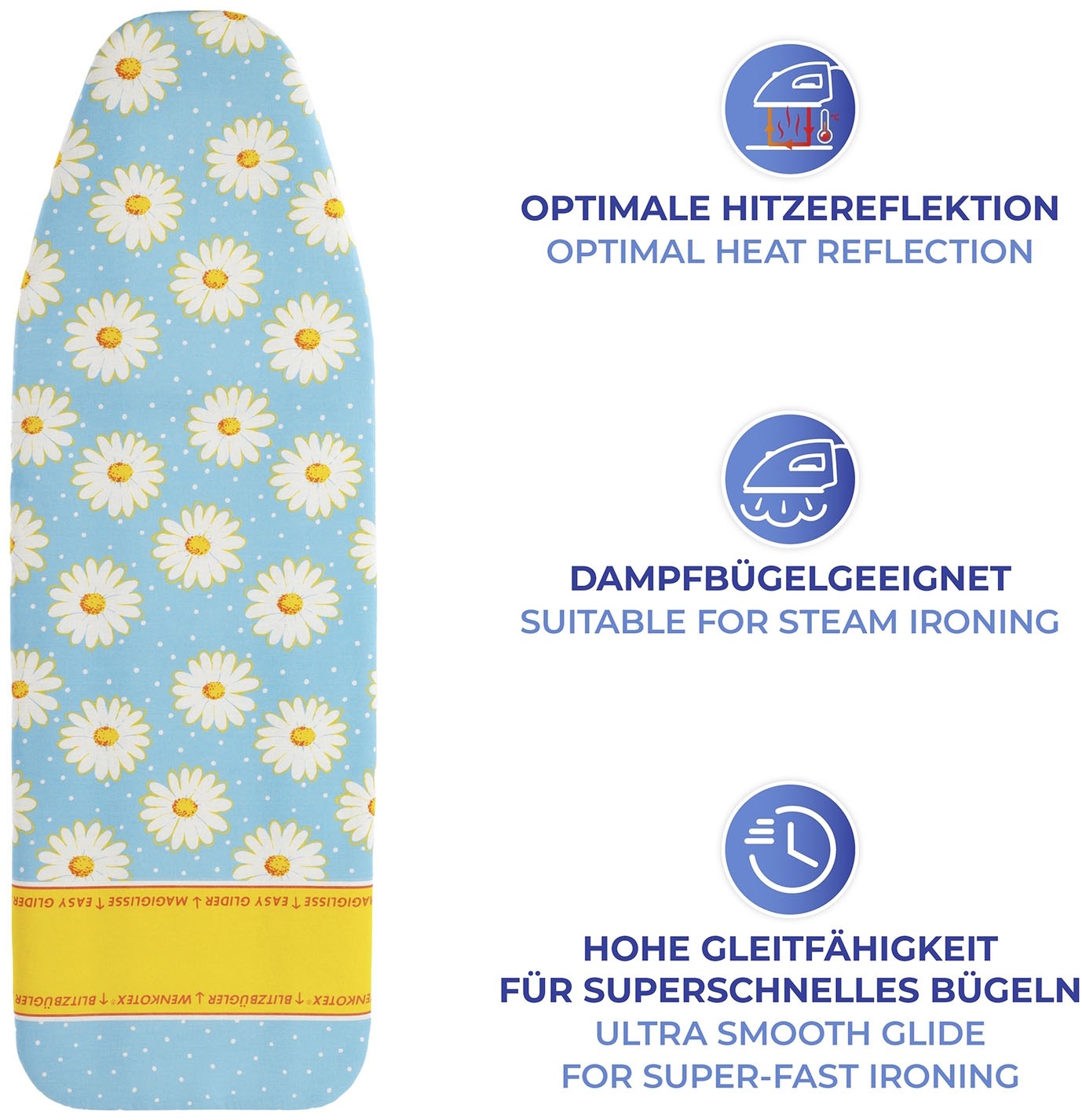 Thumbnail - Maximex Bügelbrettbezug "Modell Margie" Bügeltischbezug mit Blitzbüglerzone, gepolstert, 128 x 54 cm