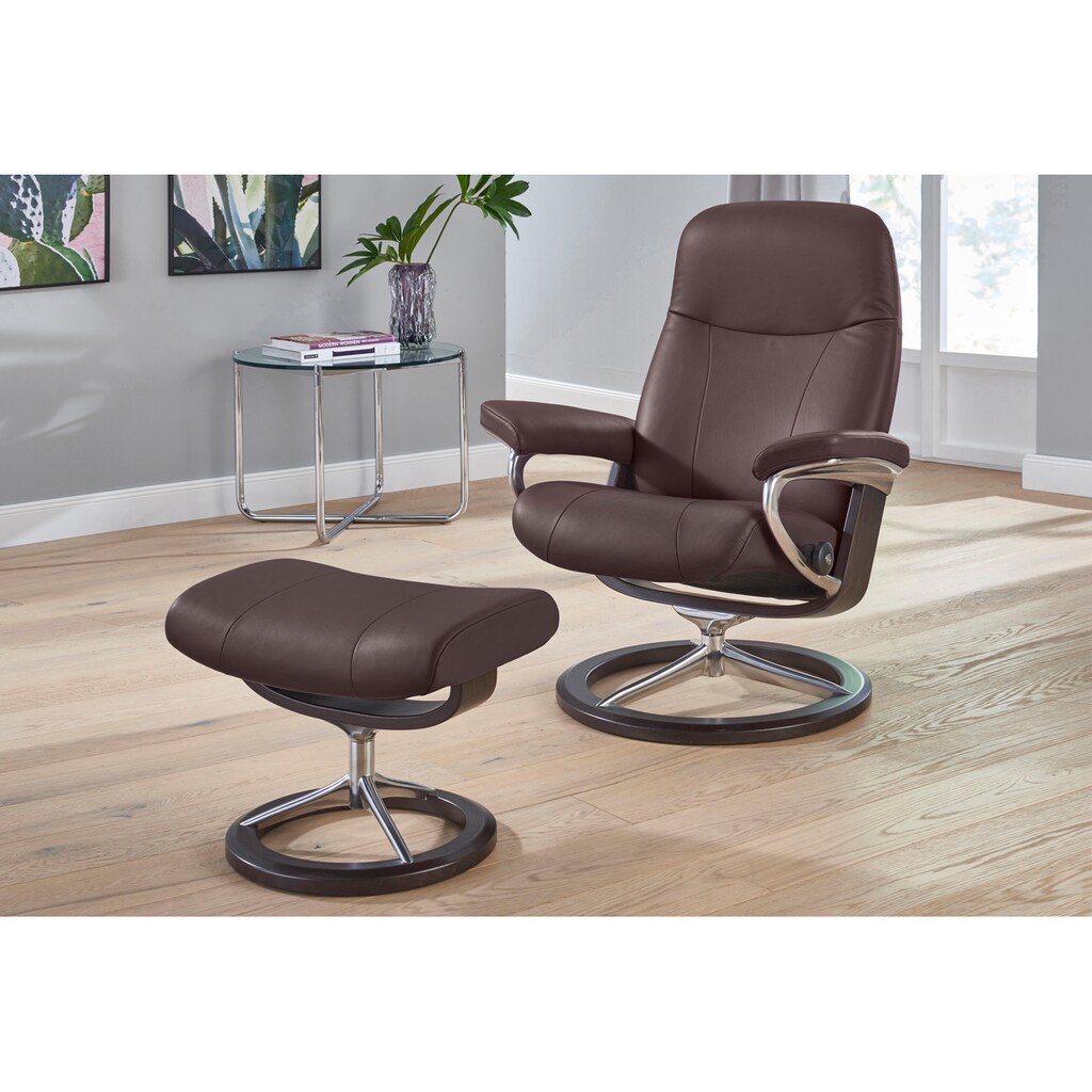 Stressless® Relaxsessel »Garda«, (Set, Relaxsessel mit Hocker), mit Hocker, mit Signature Base, Größe L, Gestell Wenge