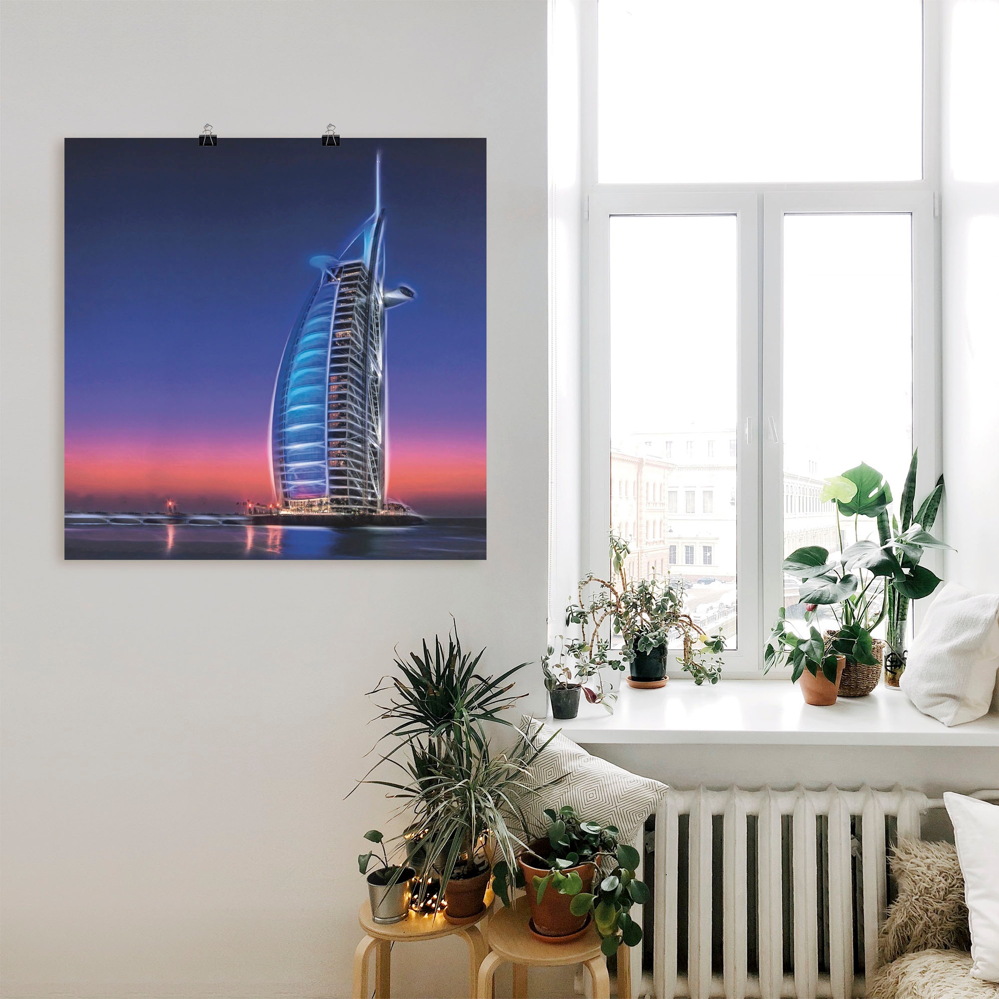 Artland Wandbild »Dubai Skyline abstrakte Collage«, Gebäude, (1 St.), als Leinwandbild, Wandaufkleber oder Poster in versch. Größen