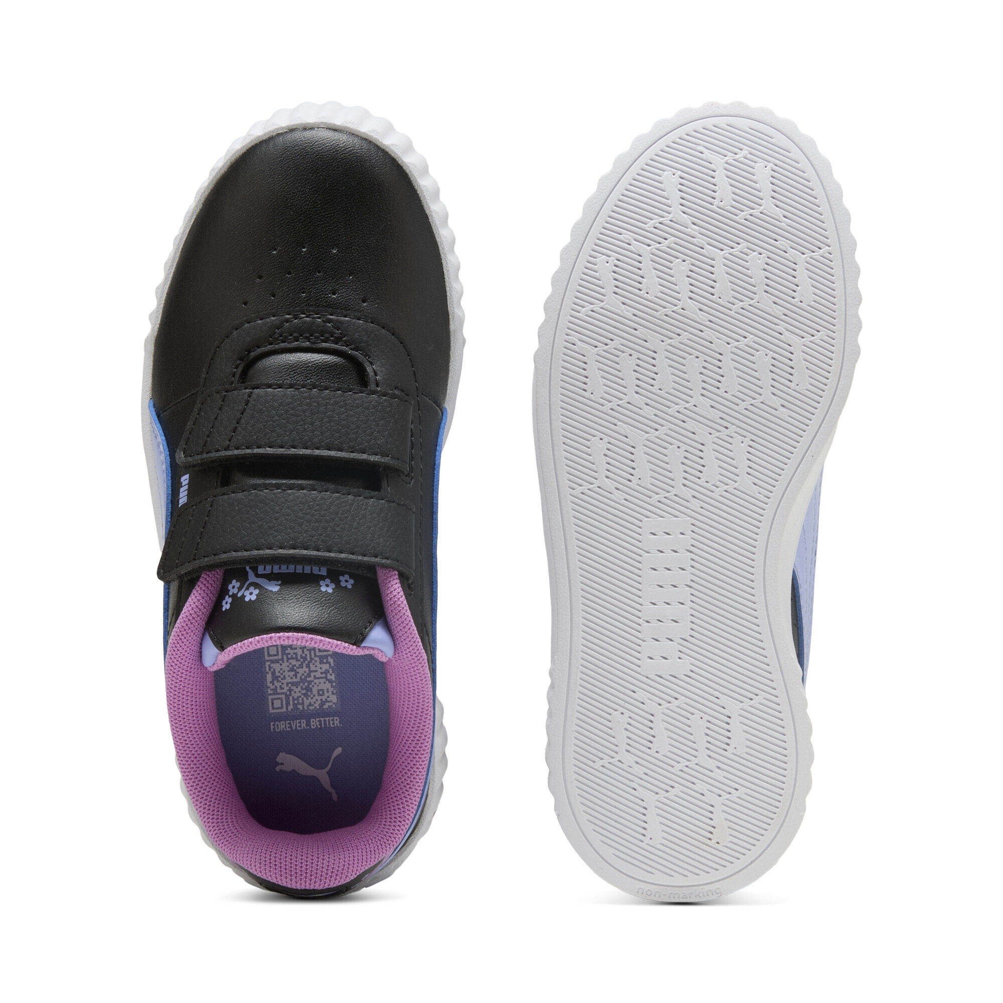Sneaker PUMA "Carina 3.0 Jelly Heaven Sneakers Mädchen", Damen, Gr. 31.5, schwarz intense lavender lila, Obermaterial: Textil, Synthetik; Futter: Textil; Innensohle: Textil; Laufsohle: Gummi, Schuhe Sneaker 3