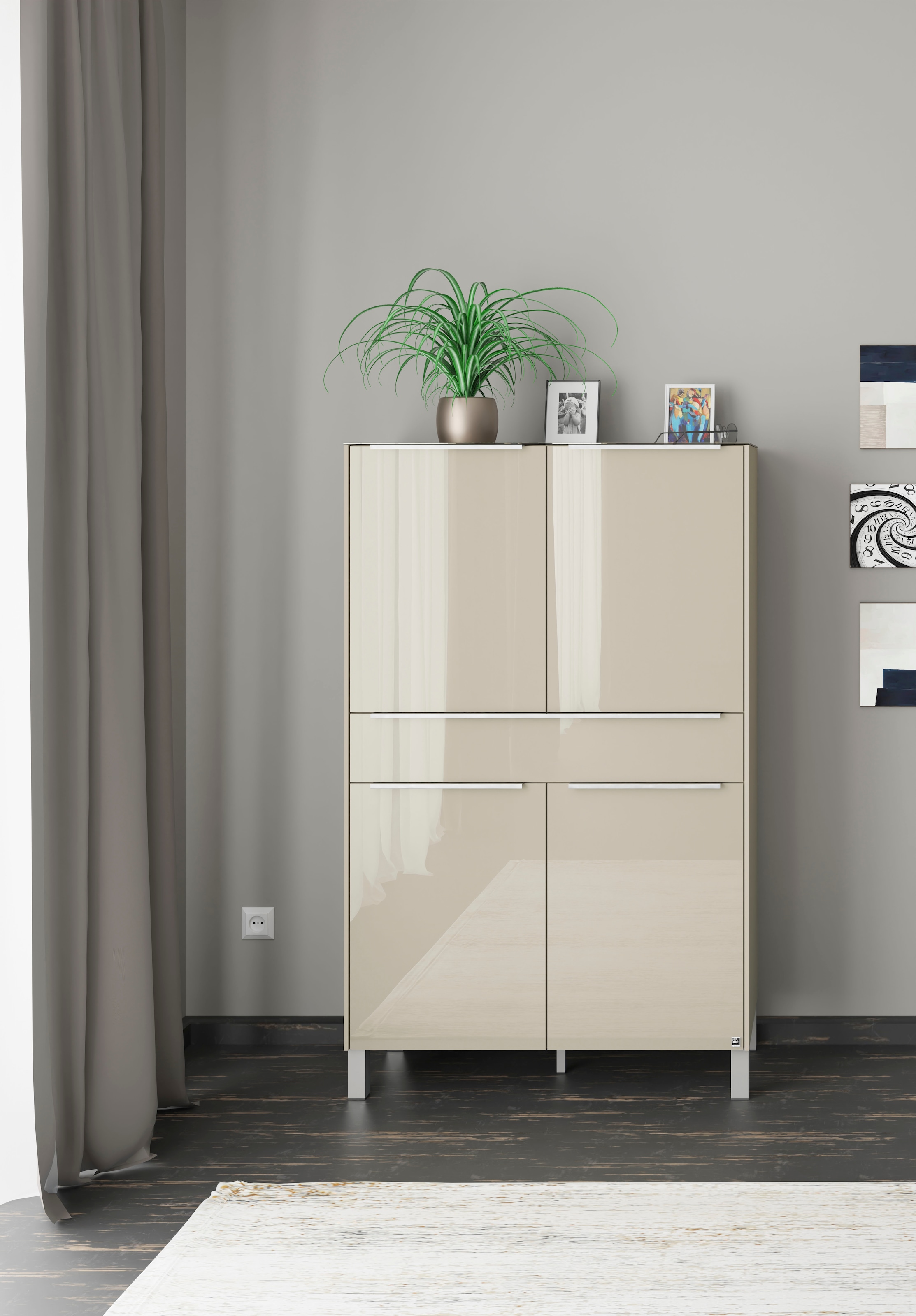 set one by Musterring Highboard "Reno" 1 Stk. tlg. Mit Vierkantfuß in diversen Farben, 152 cm Höhe & Farbauswahl