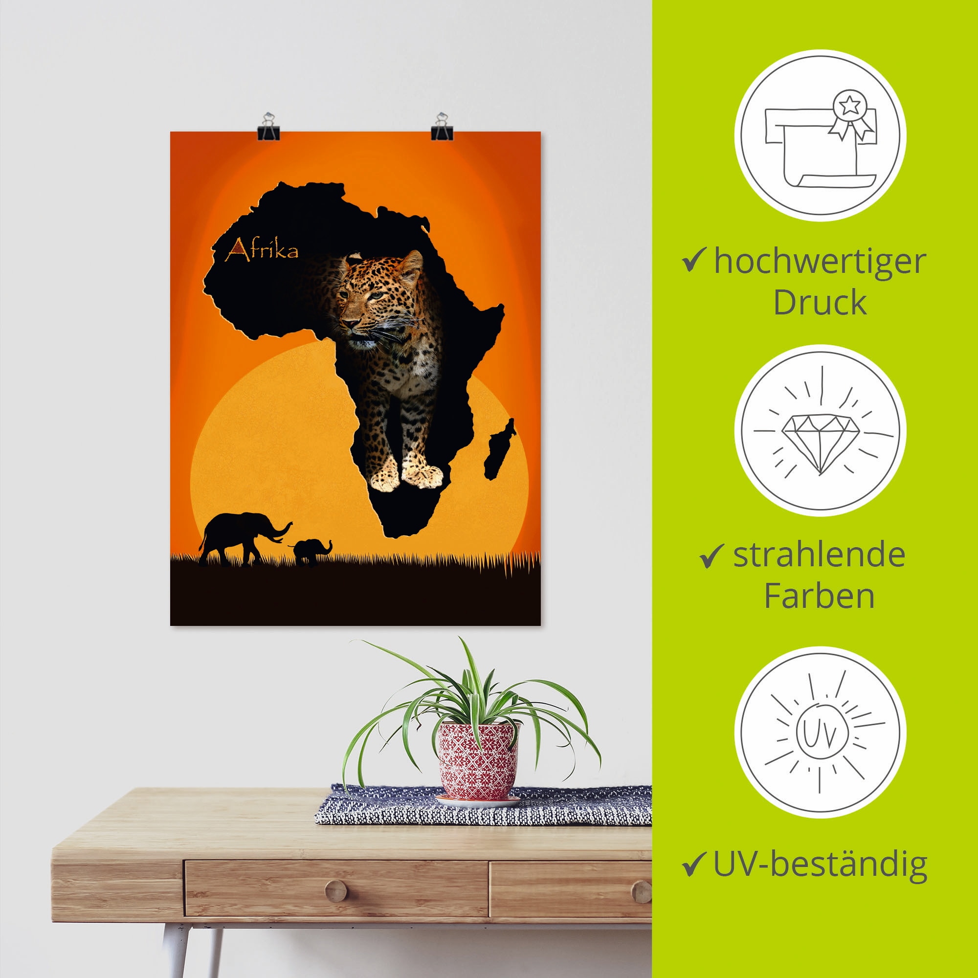 Artland Poster »Afrika der schwarze Kontinent« Wildtiere 1 Stk. tlg. ohne Rahmen