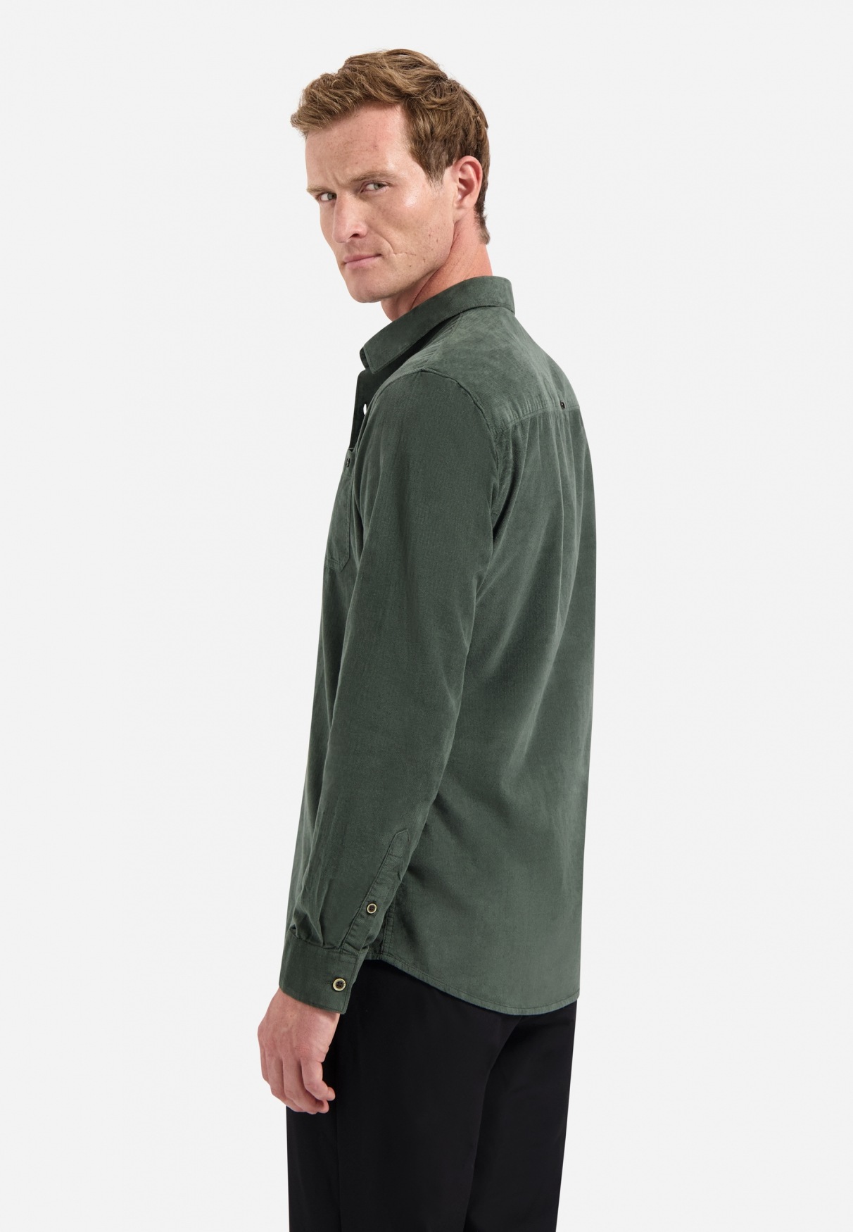 NO EXCESS Langarmhemd "No Excess Cordhemd Shirt Solid Fine Herringbone" günstig online kaufen