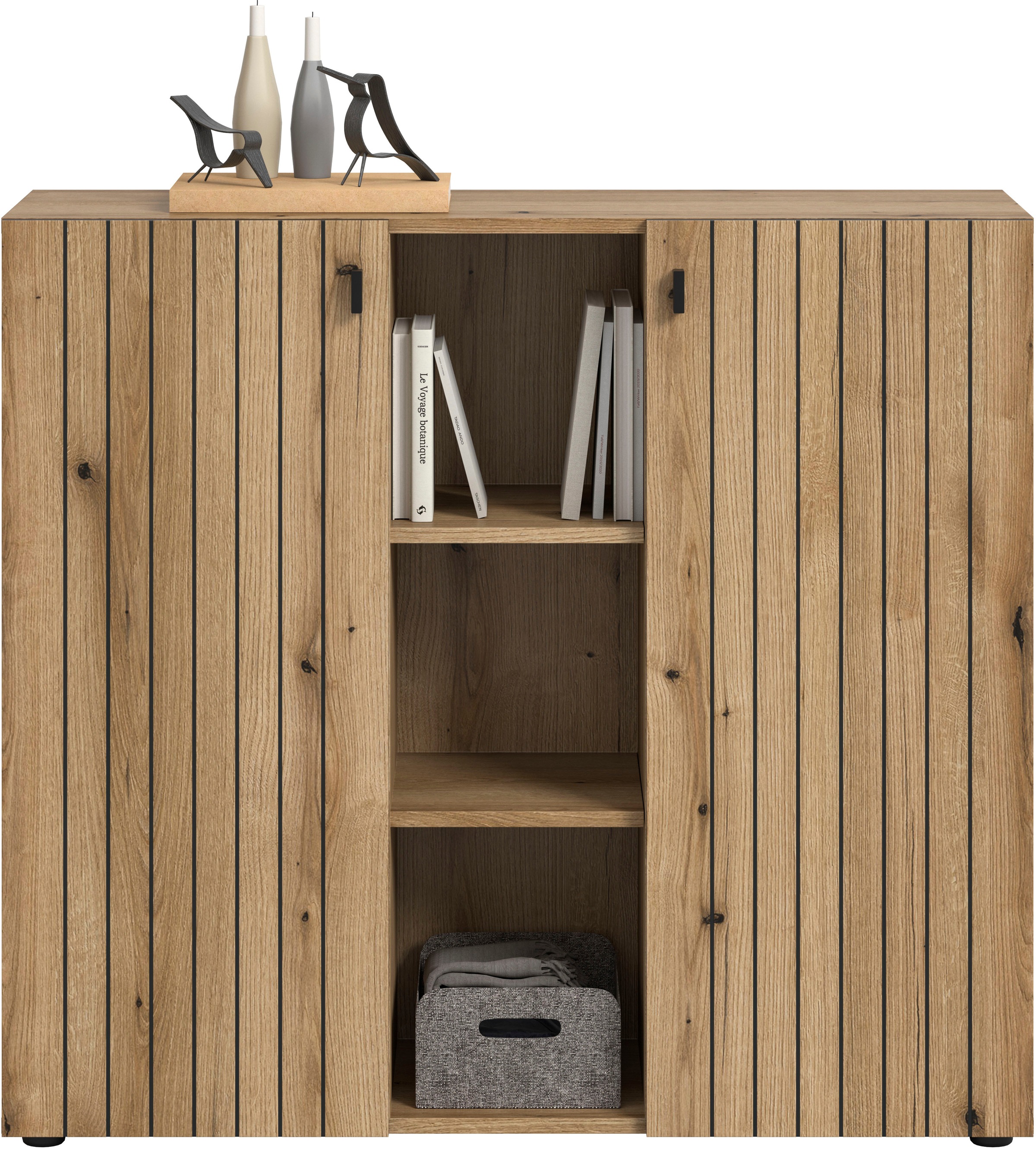 INOSIGN Schuhschrank "TATIO, Breite 106 cm, Rillenoptik, offene Fächer, 2 T günstig online kaufen