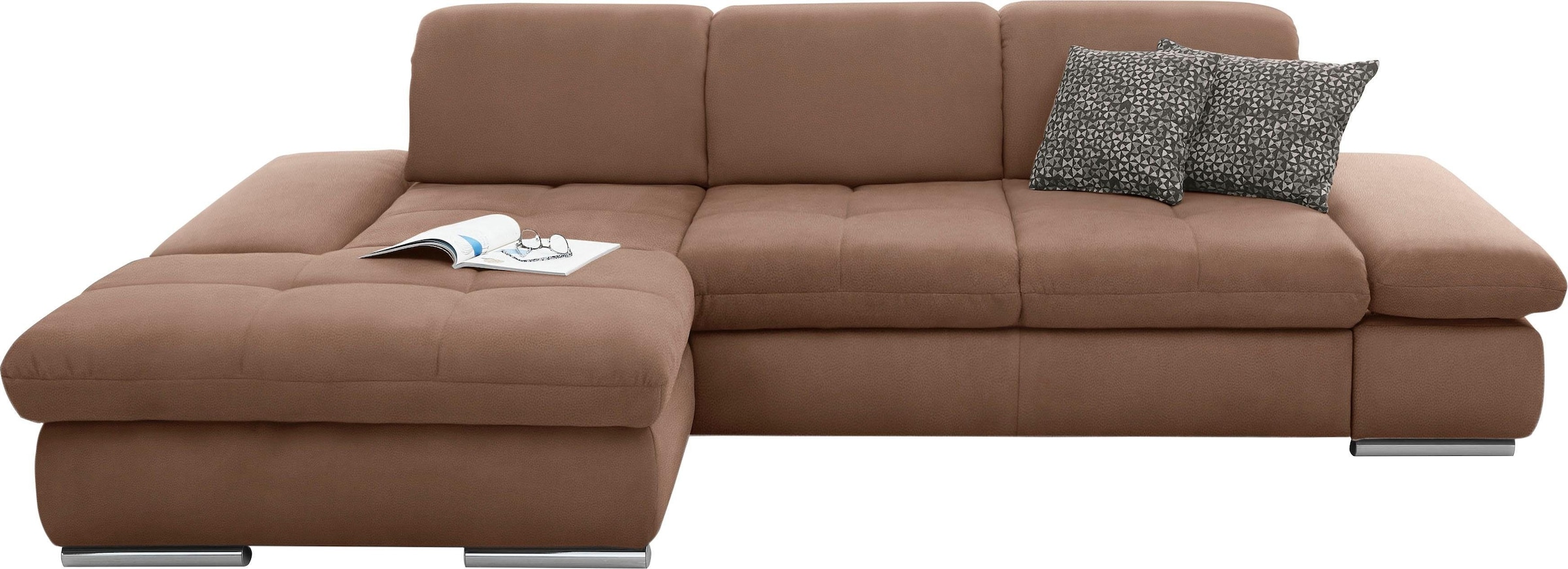 set one by Musterring Ecksofa »SO4100 V«, mit verstellbaren Kopfteilen, wahlweise mit Funktionen, Cord-Bezug