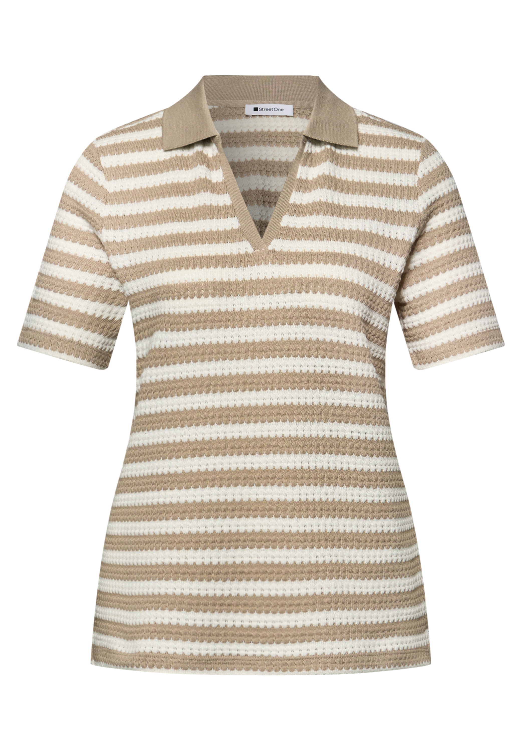 STREET ONE Poloshirt Sommer-Strick-Polo mit Streifen